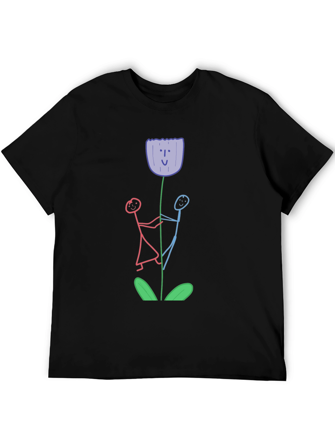 Whimsical Flower T-Shirt - Stick Figure Art