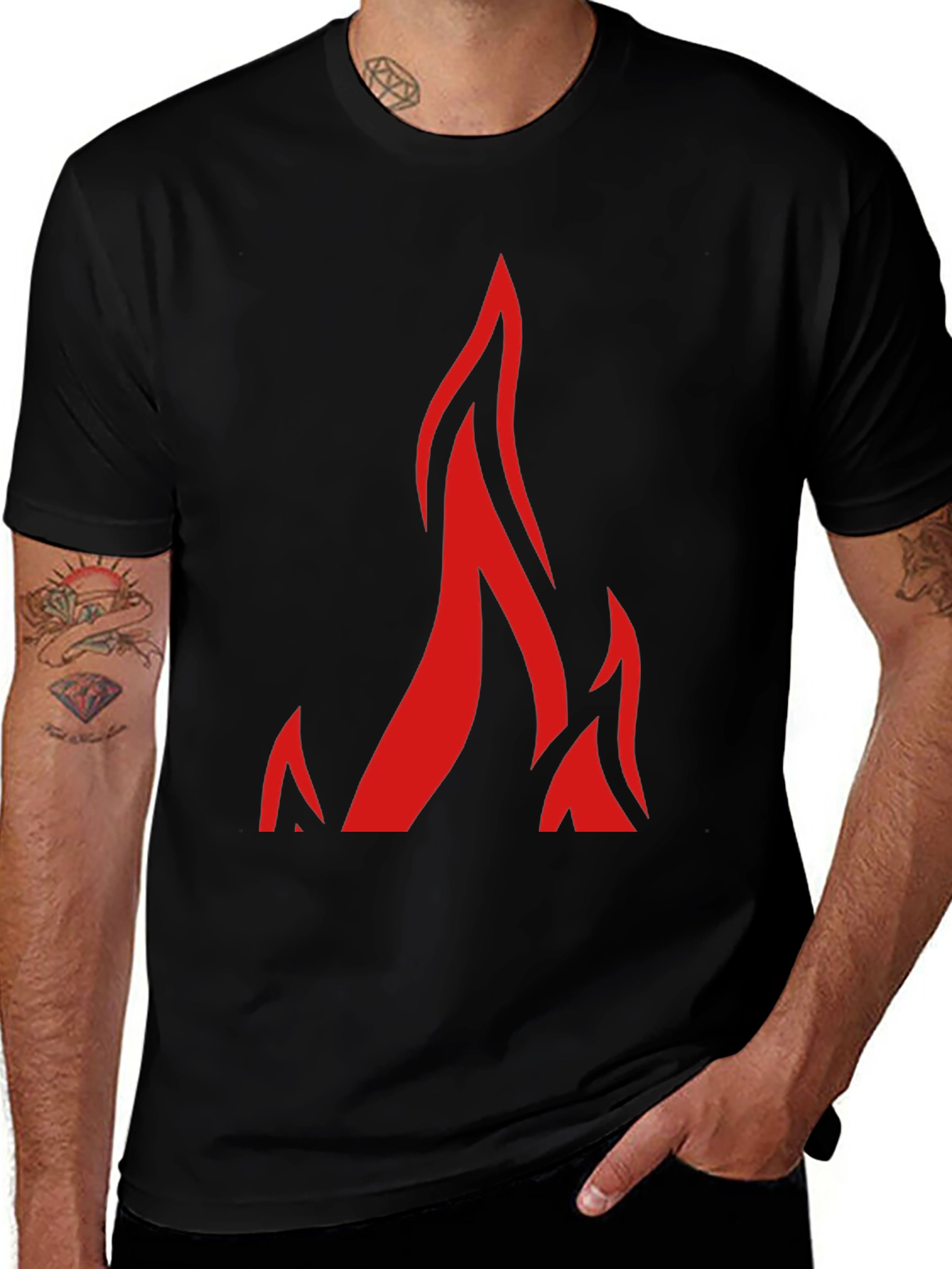 Bold Flame Graphic Black T-Shirt - Modern Streetwear Style