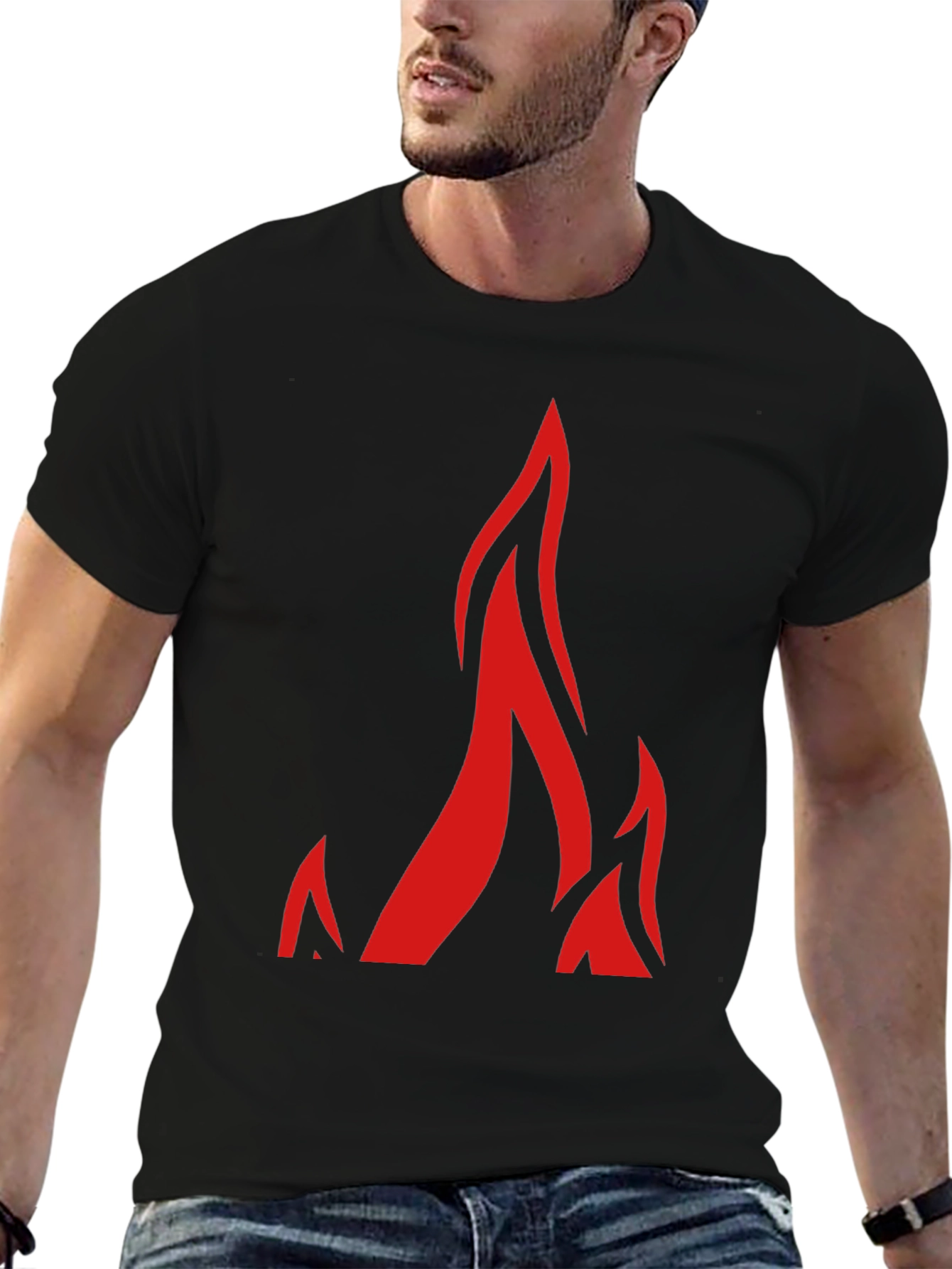 Bold Flame Graphic Black T-Shirt - Modern Streetwear Style