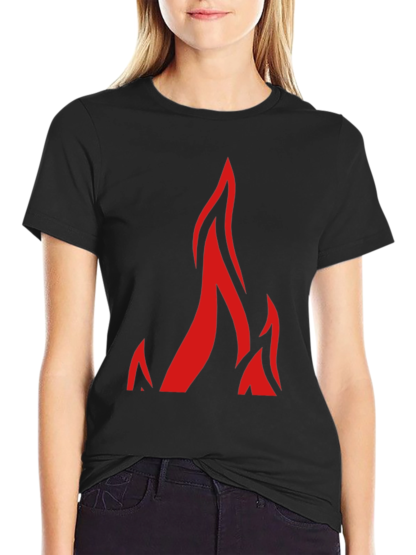Bold Flame Graphic Black T-Shirt - Modern Streetwear Style