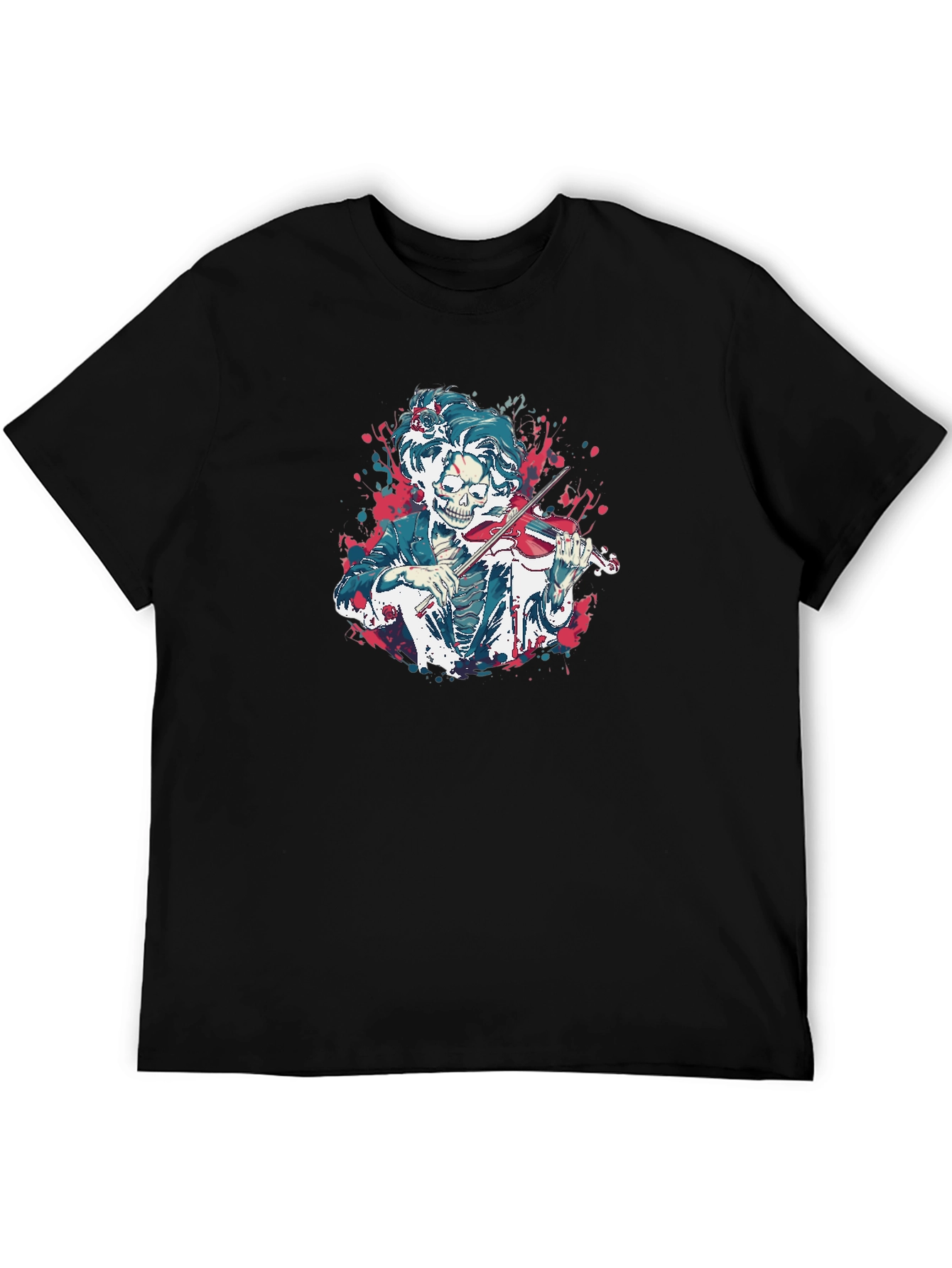 Skeleton Violinist Graphic Tee - Black