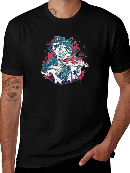 Skeleton Violinist Graphic Tee - Black