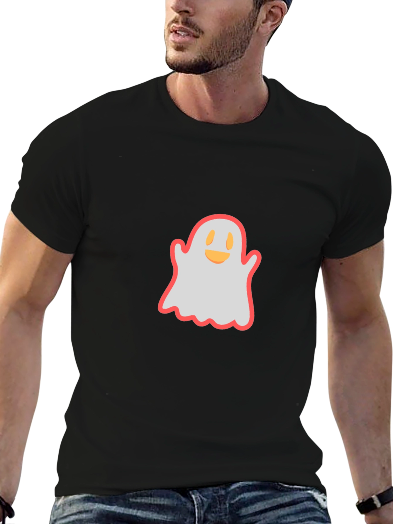 Ghost Graphic Black T-Shirt - Spooky Season Style