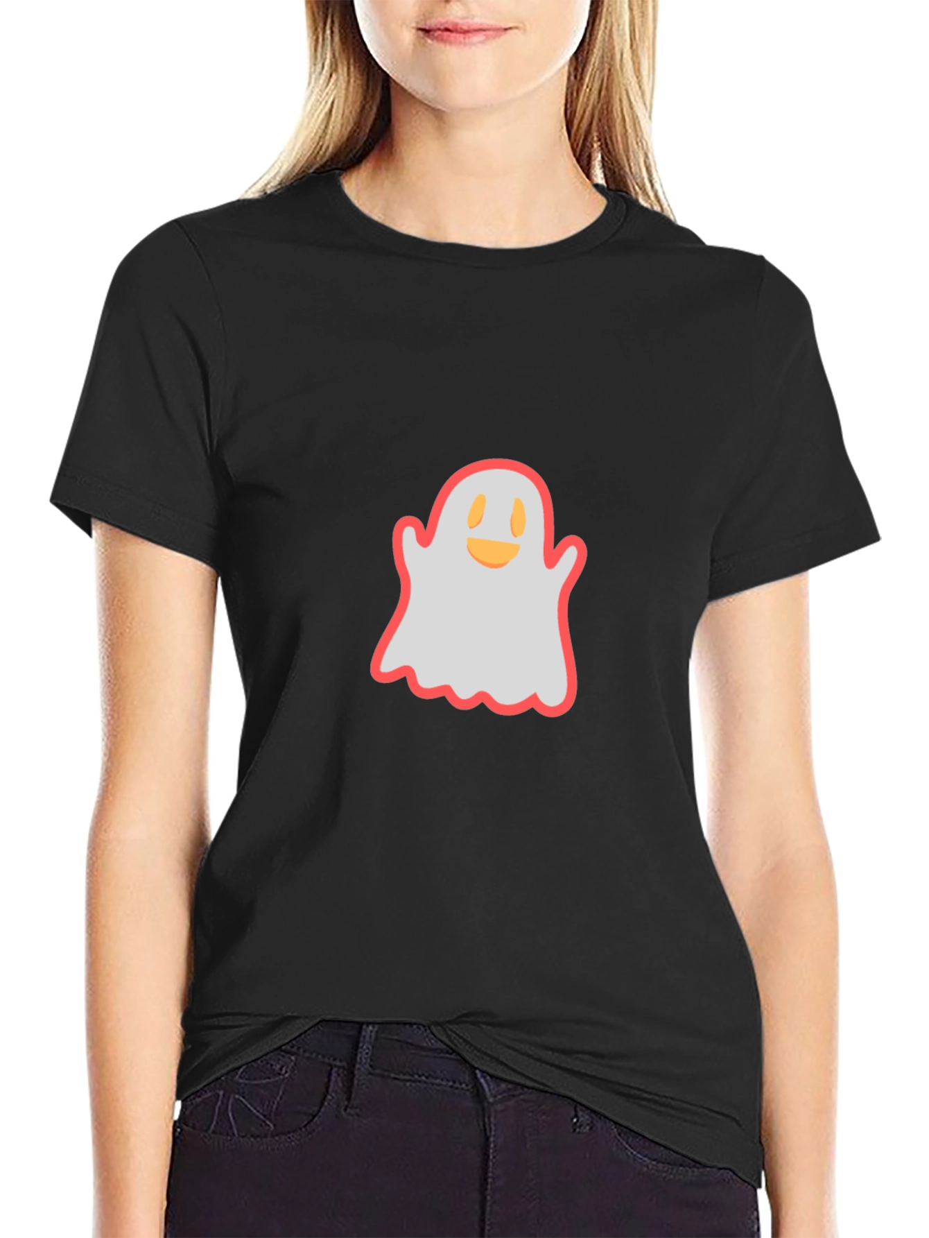 Ghost Graphic Black T-Shirt - Spooky Season Style
