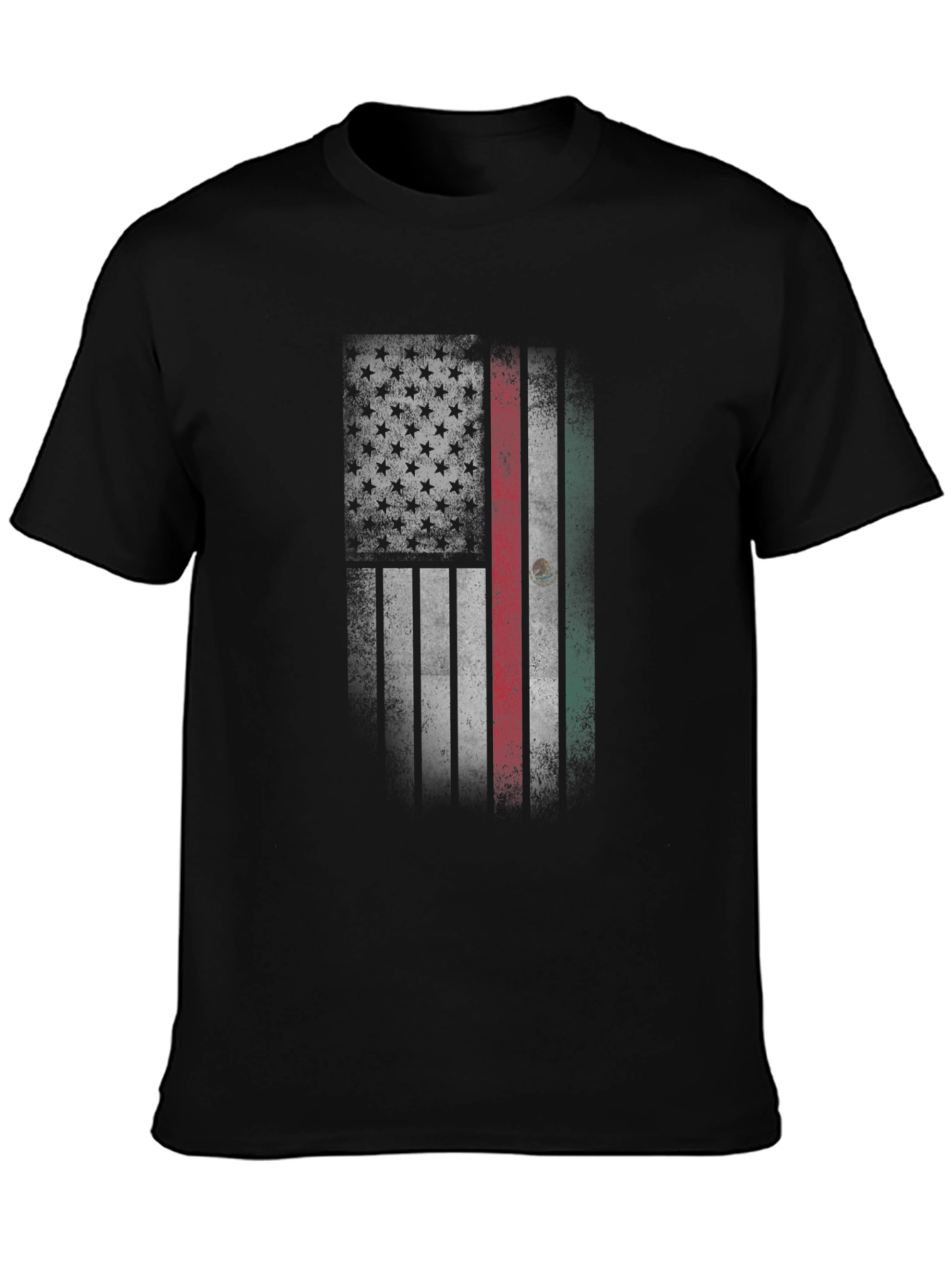 USA Mexico Flag Graphic Tee - Patriotic Blend T-Shirt