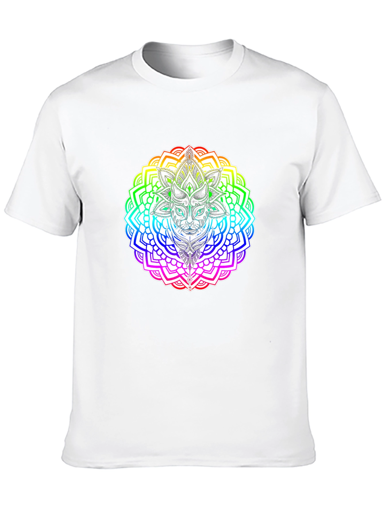 Rainbow Cat Mandala T-Shirt - Unique Graphic Tee