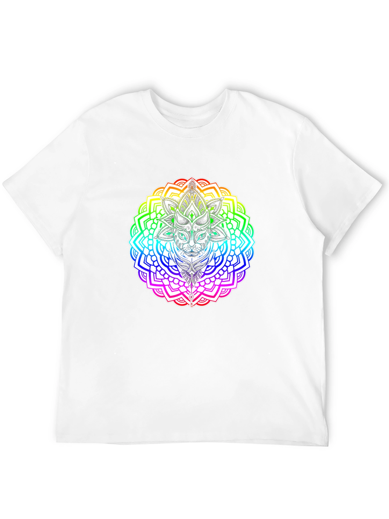 Rainbow Cat Mandala T-Shirt - Unique Graphic Tee
