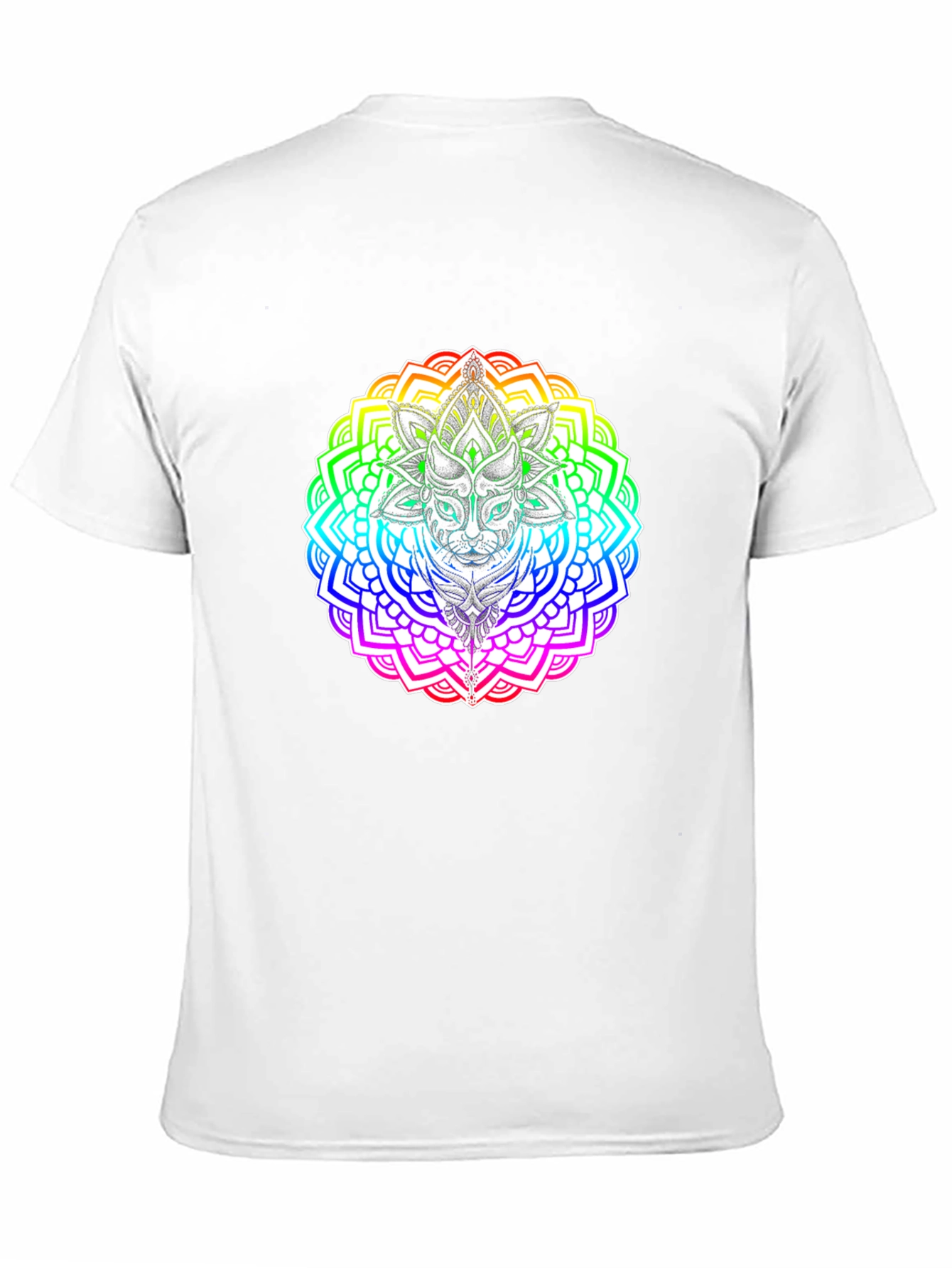 Rainbow Cat Mandala T-Shirt - Unique Graphic Tee