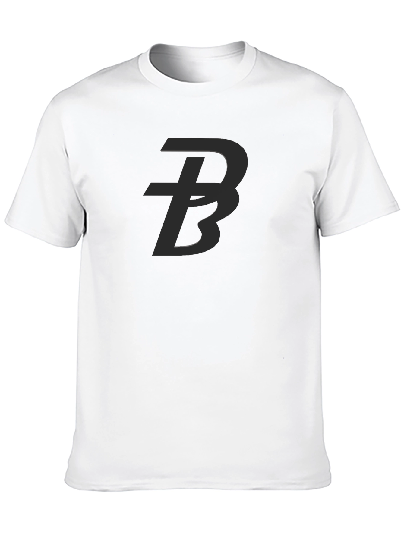 Black Tee with Bold Initial Design - Casual Style