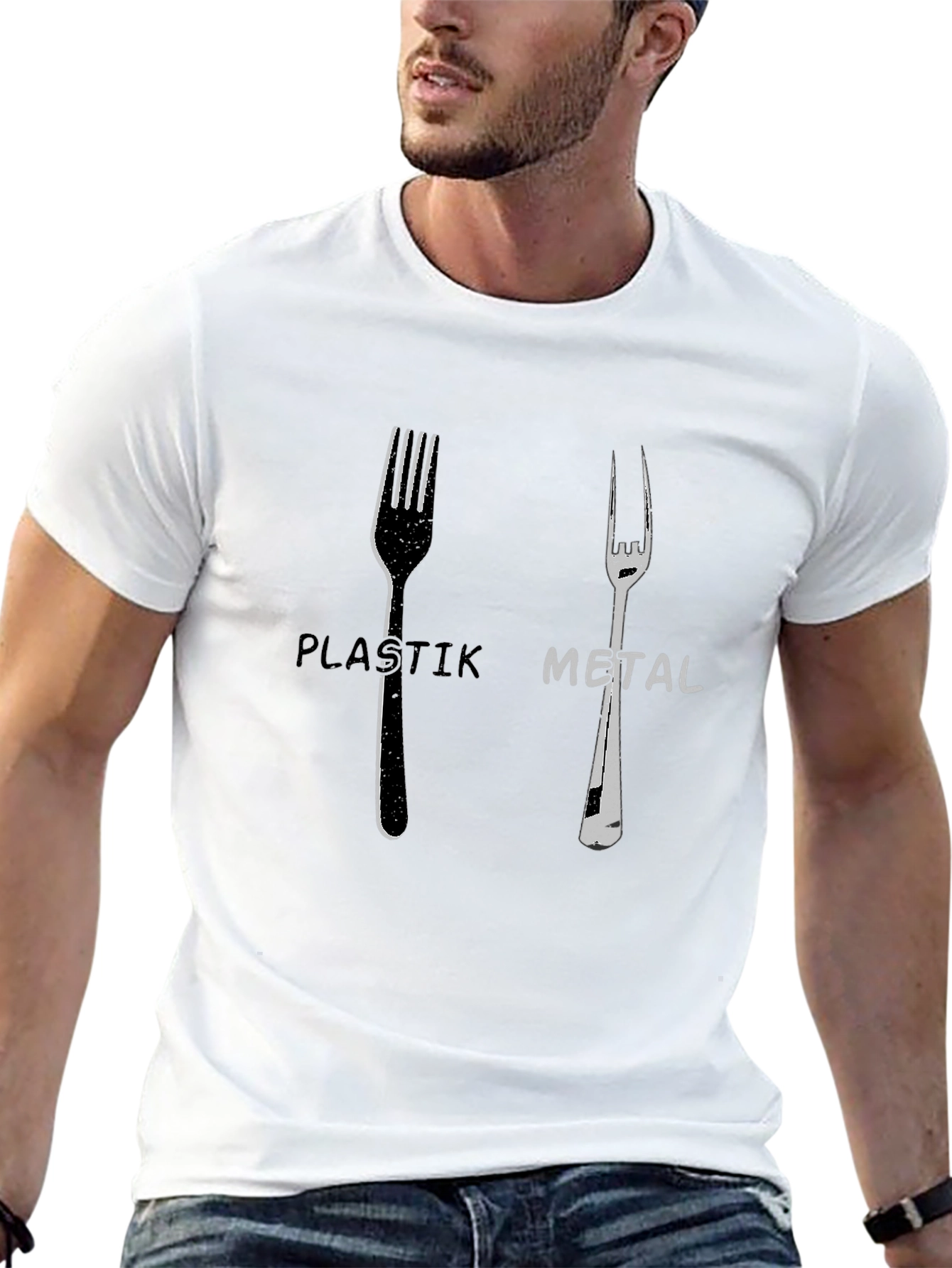 Plastik Metal Forks Graphic Tee - Quirky Design