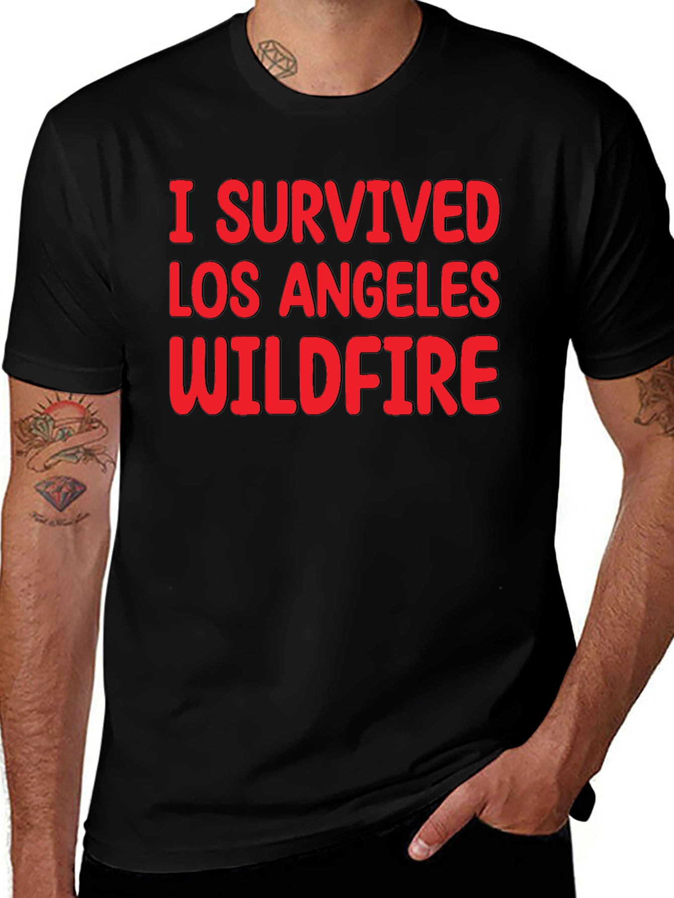 I Survived LA Wildfire Black T-Shirt