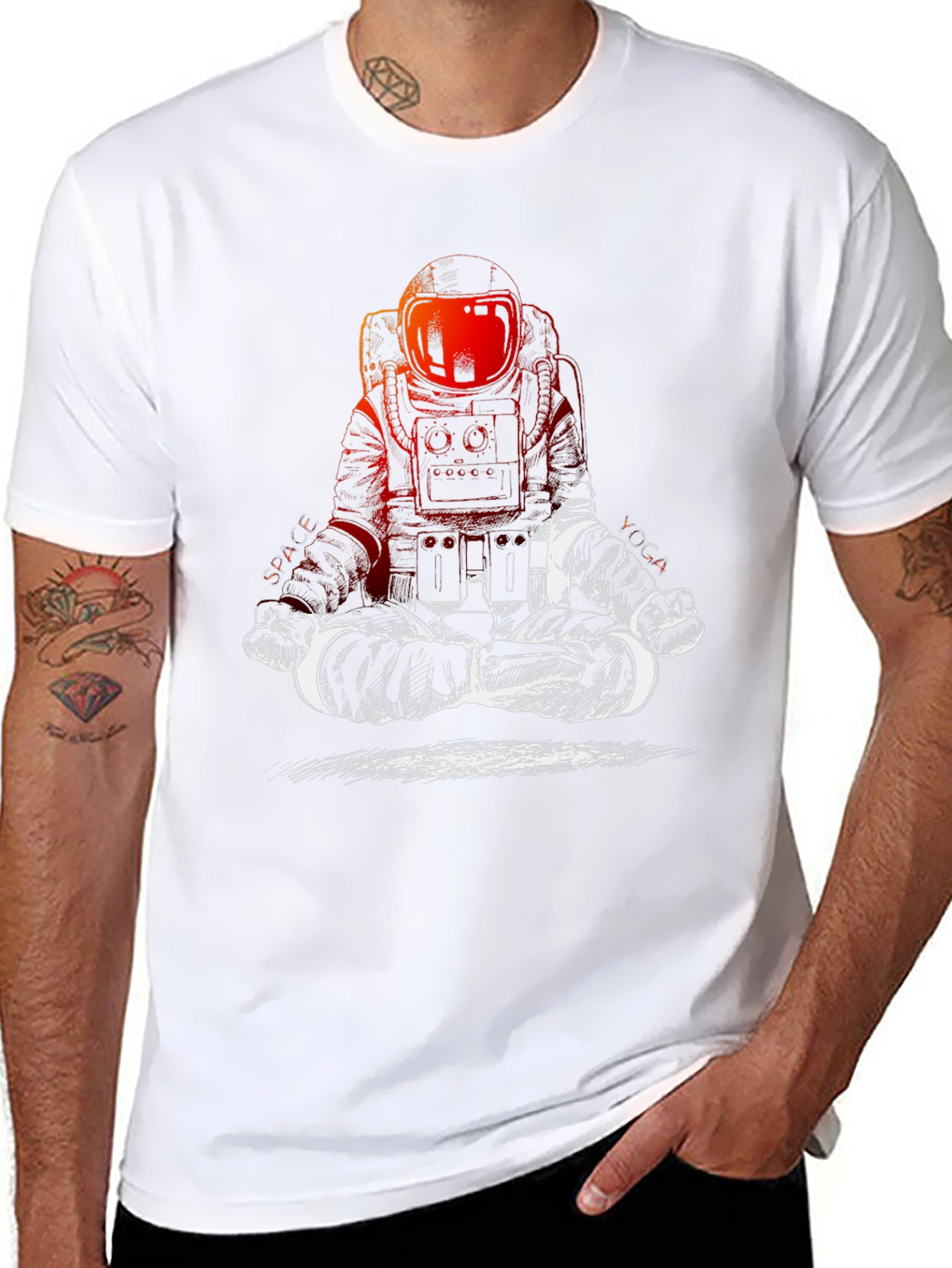 Astronaut Meditation Black T-Shirt