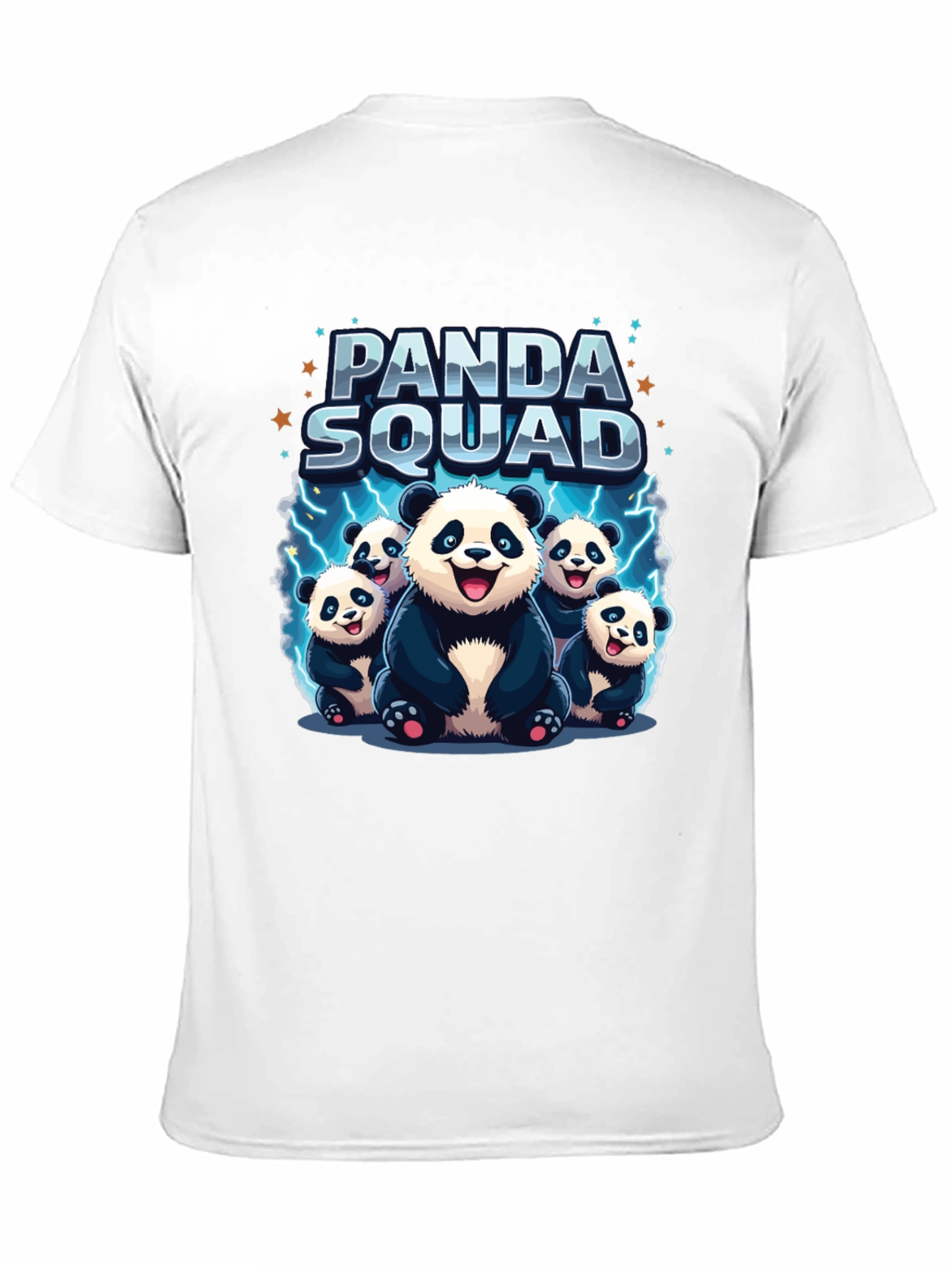 Panda Squad Graphic Tee - Black Crew Neck T-Shirt