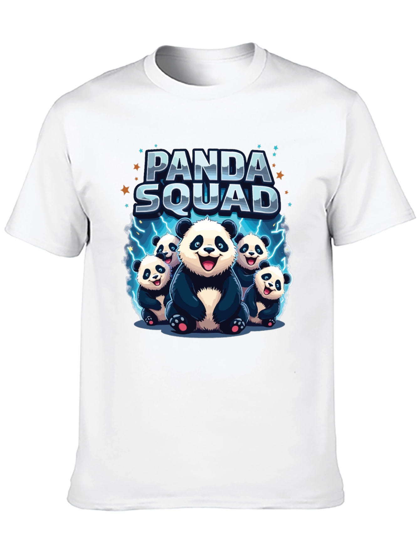 Panda Squad Graphic Tee - Black Crew Neck T-Shirt