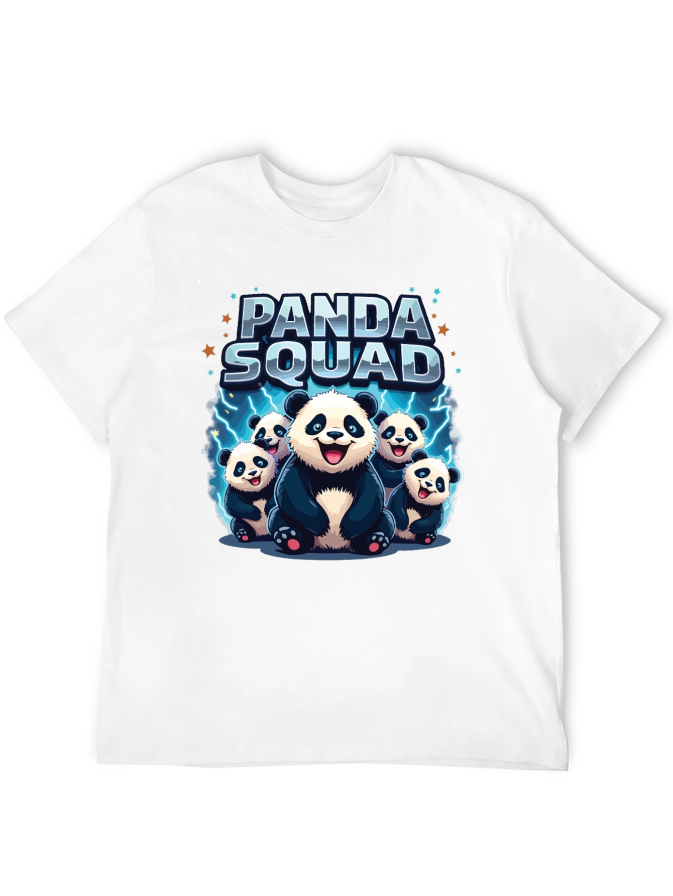 Panda Squad Graphic Tee - Black Crew Neck T-Shirt