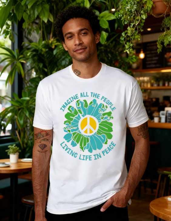 "Imagine Peace" Earth Flower Graphic Tee