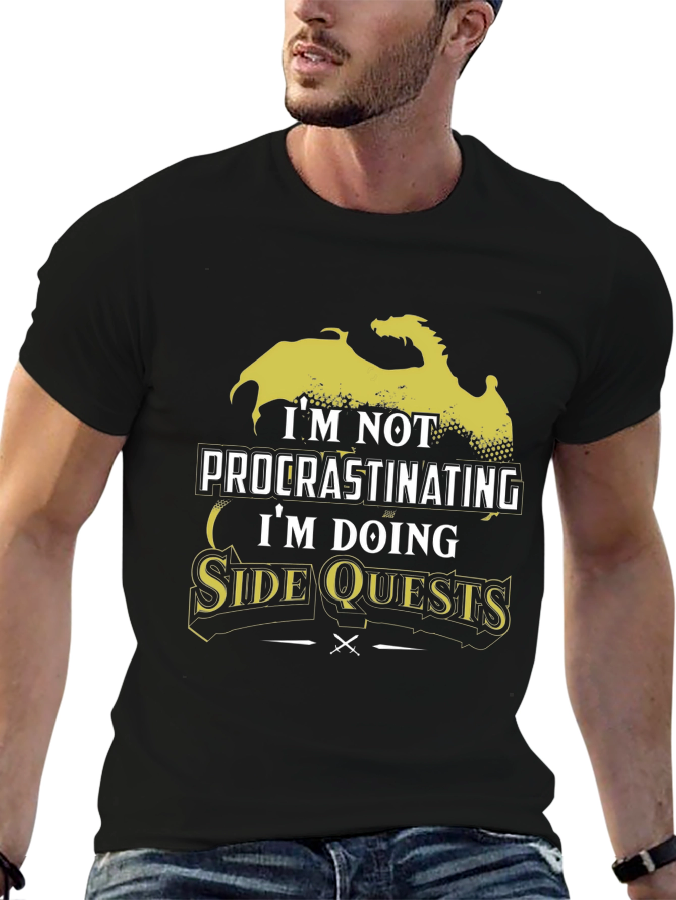 Side Quests Black Graphic T-Shirt