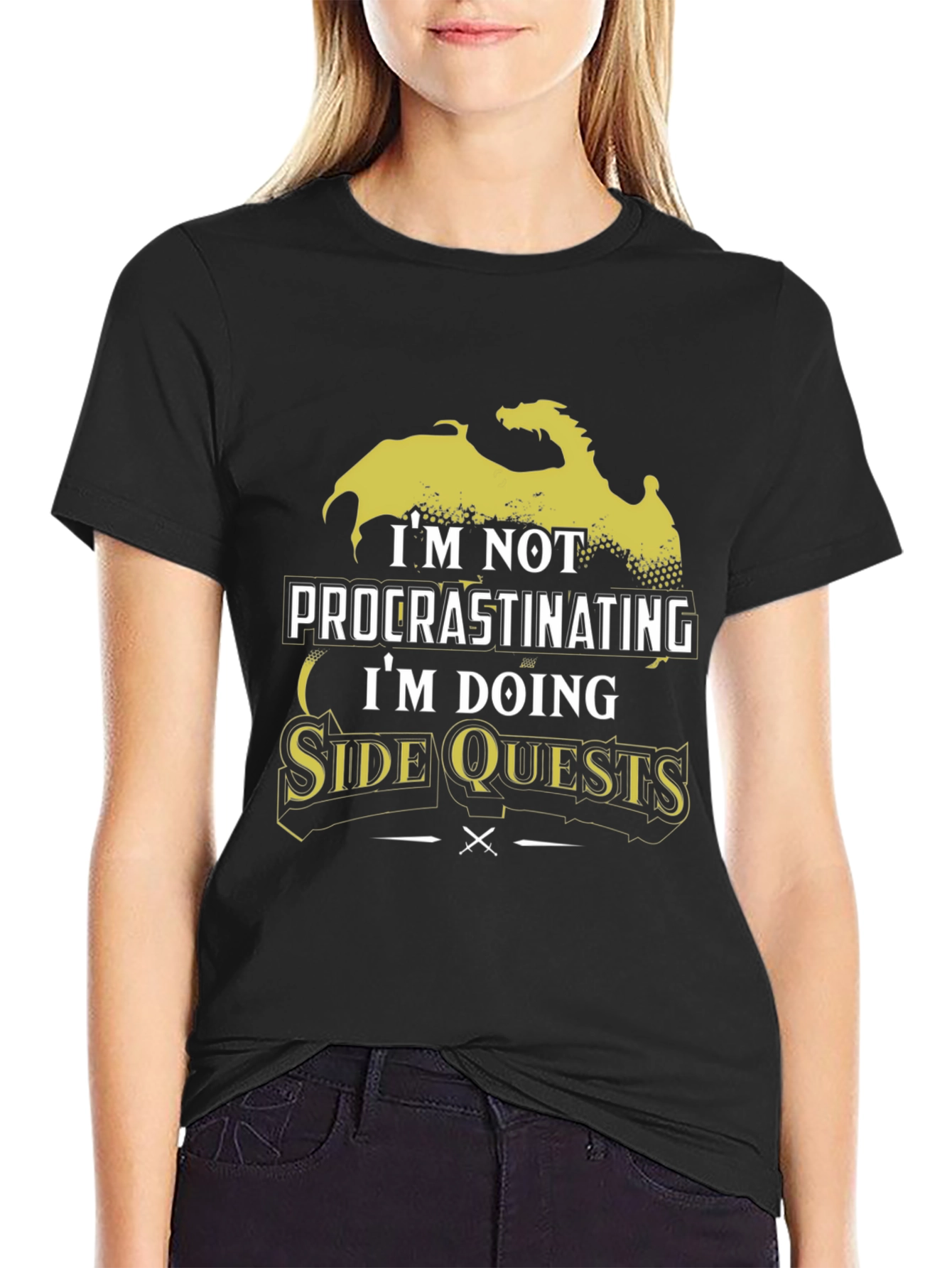 Side Quests Black Graphic T-Shirt