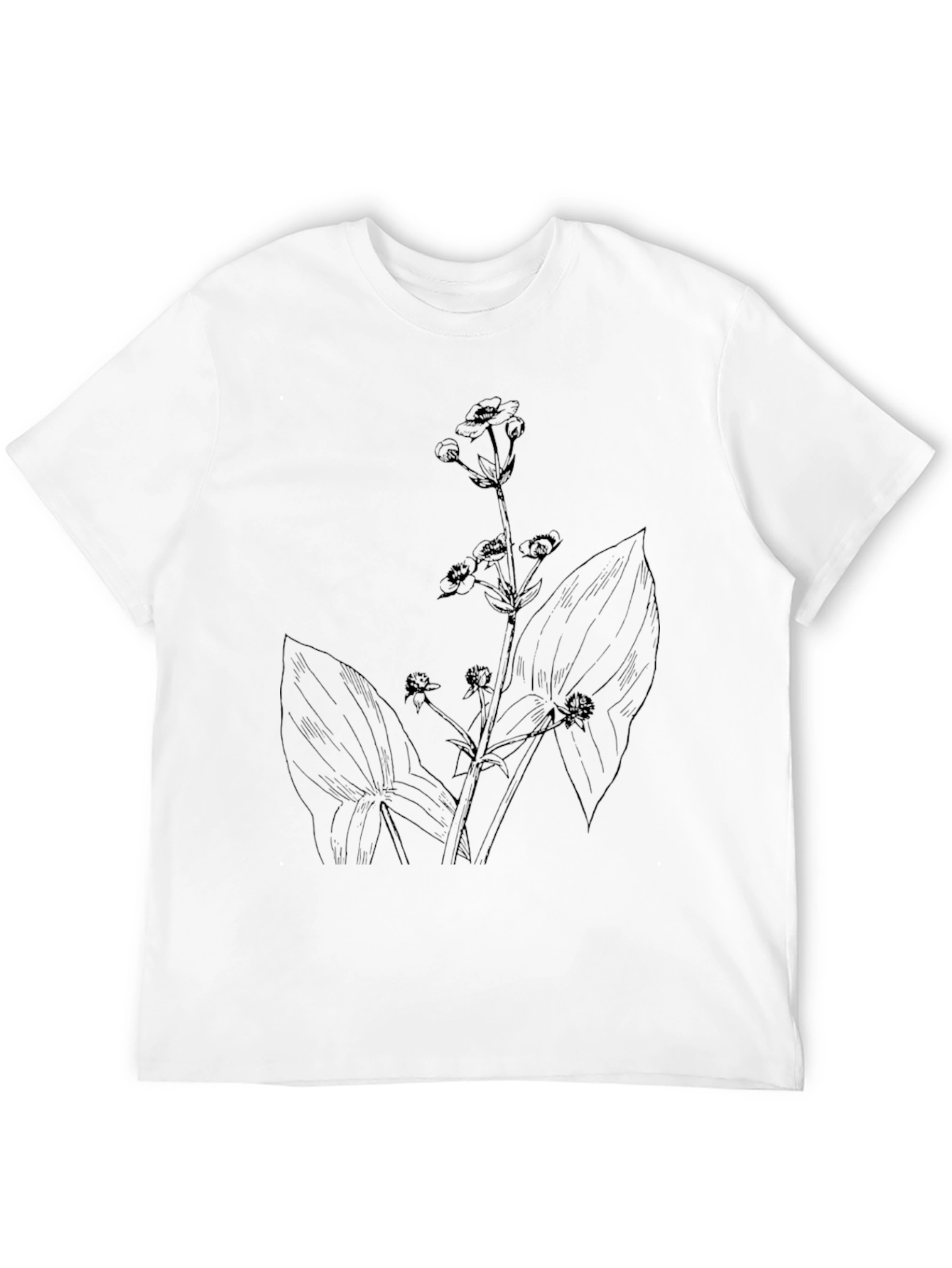 Botanical Print Black T-Shirt for Men