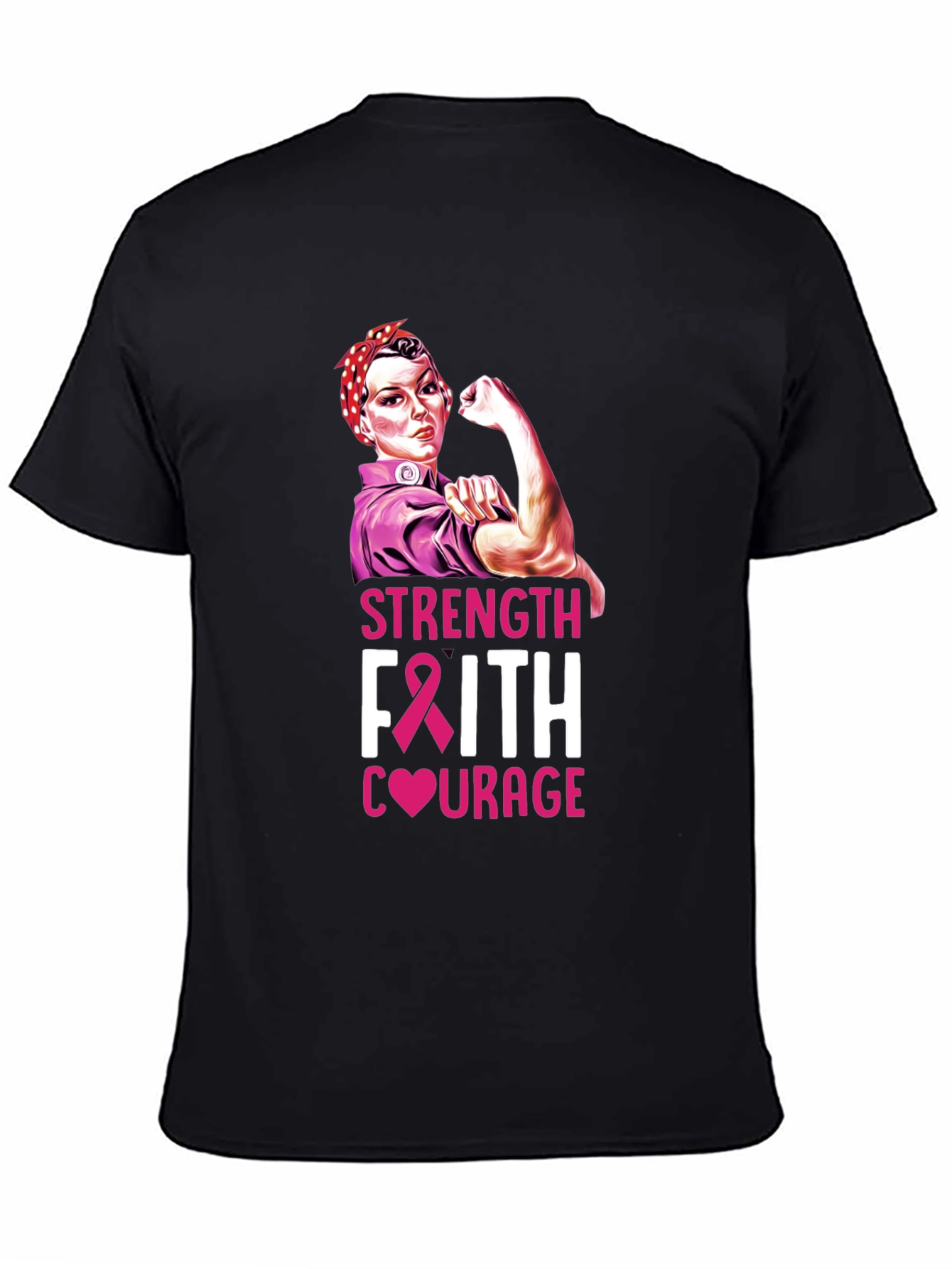 Strength Faith Courage Breast Cancer Awareness T-Shirt