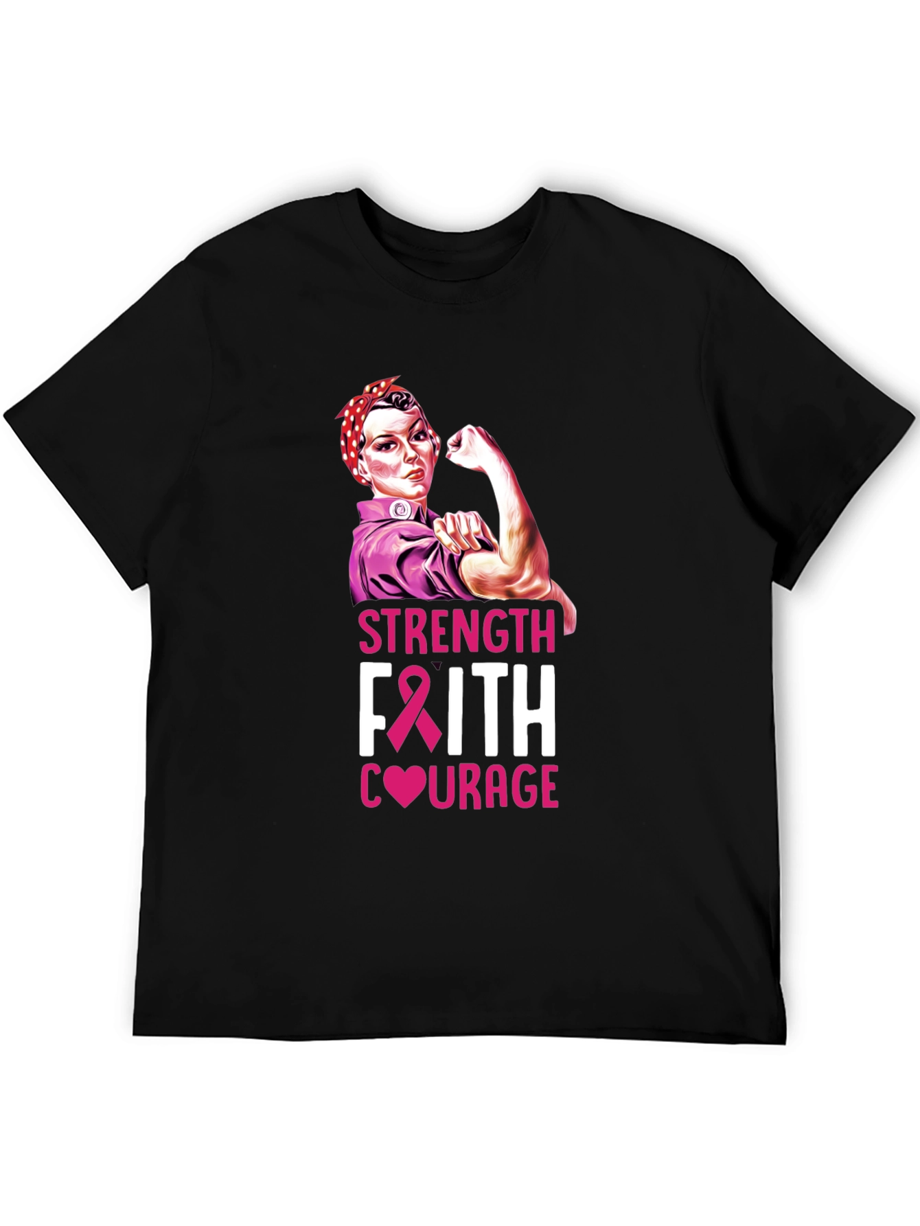 Strength Faith Courage Breast Cancer Awareness T-Shirt