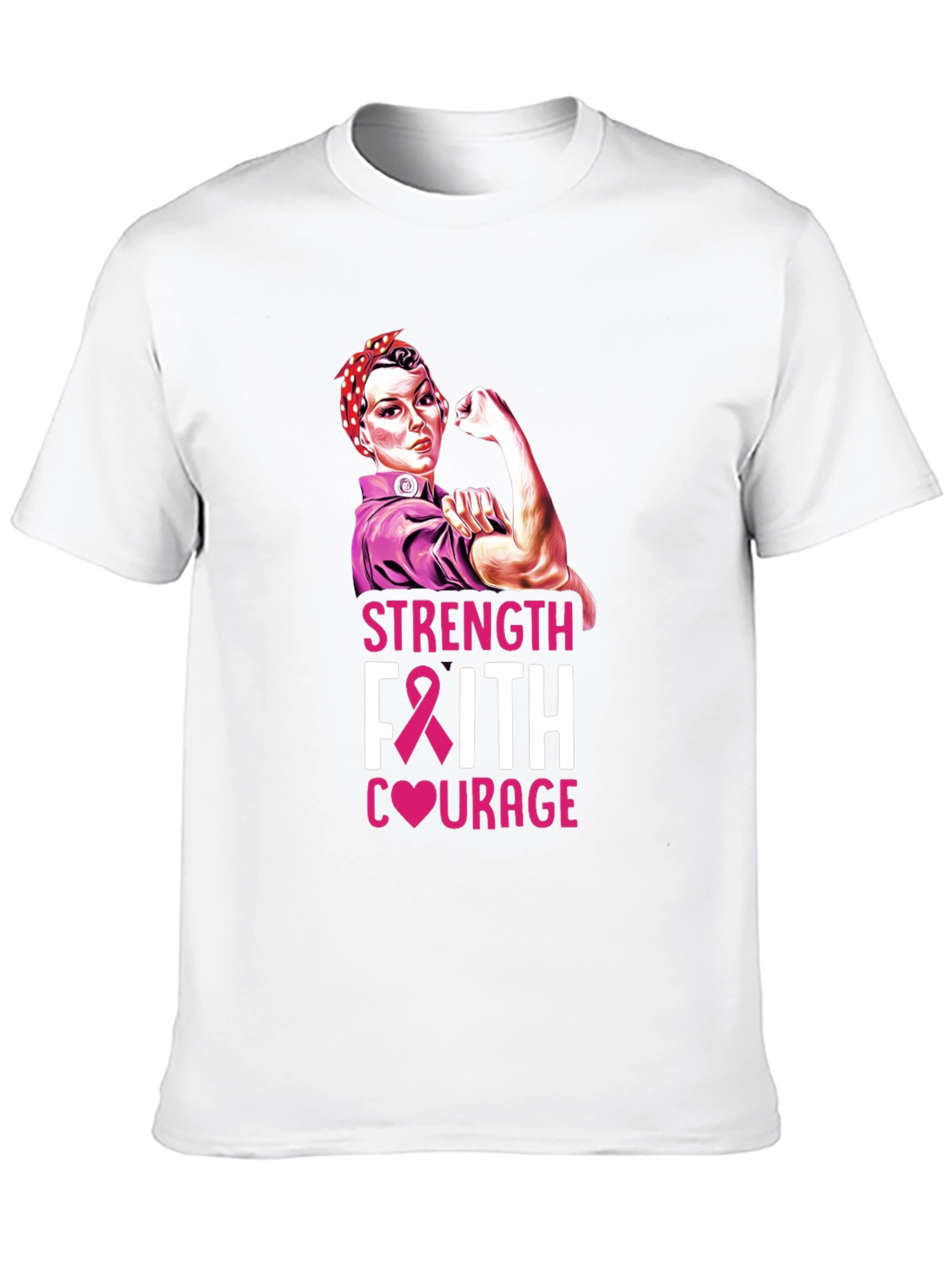 Strength Faith Courage Breast Cancer Awareness T-Shirt