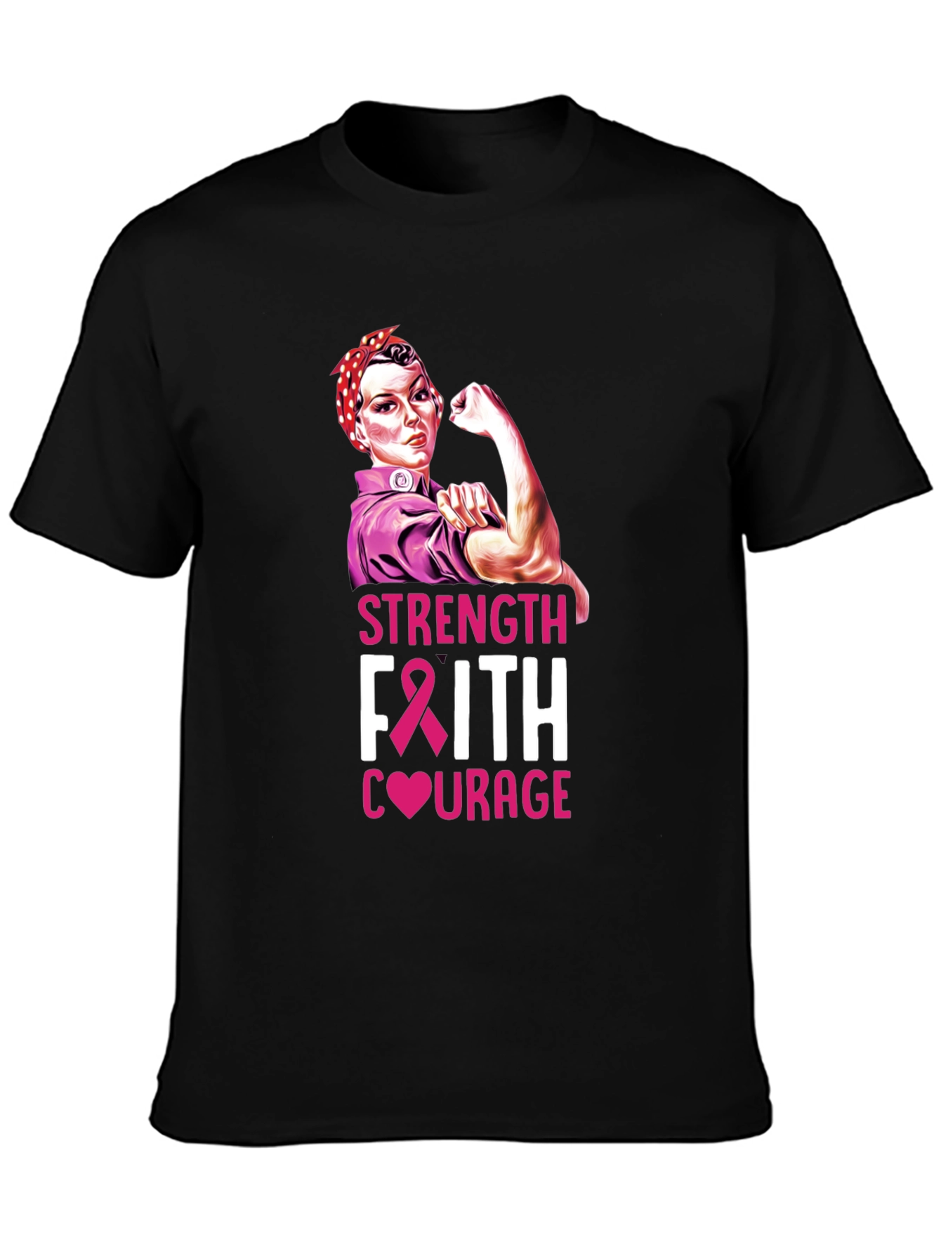 Strength Faith Courage Breast Cancer Awareness T-Shirt