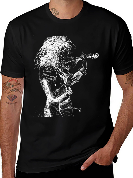 Violinist Graphic T-Shirt - Black Cotton Tee
