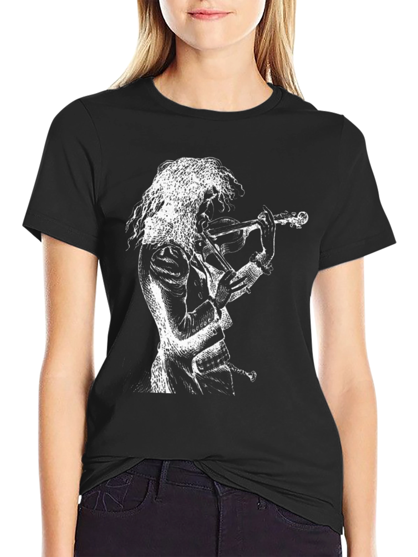 Violinist Graphic T-Shirt - Black Cotton Tee
