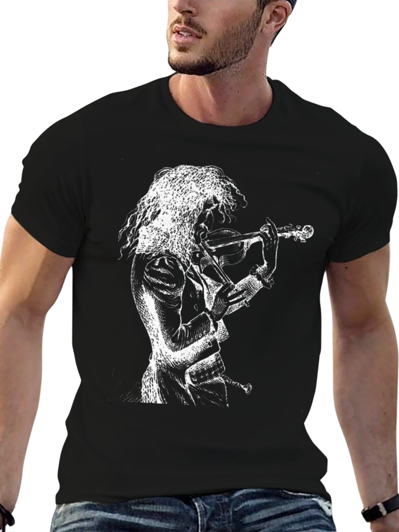 Violinist Graphic T-Shirt - Black Cotton Tee