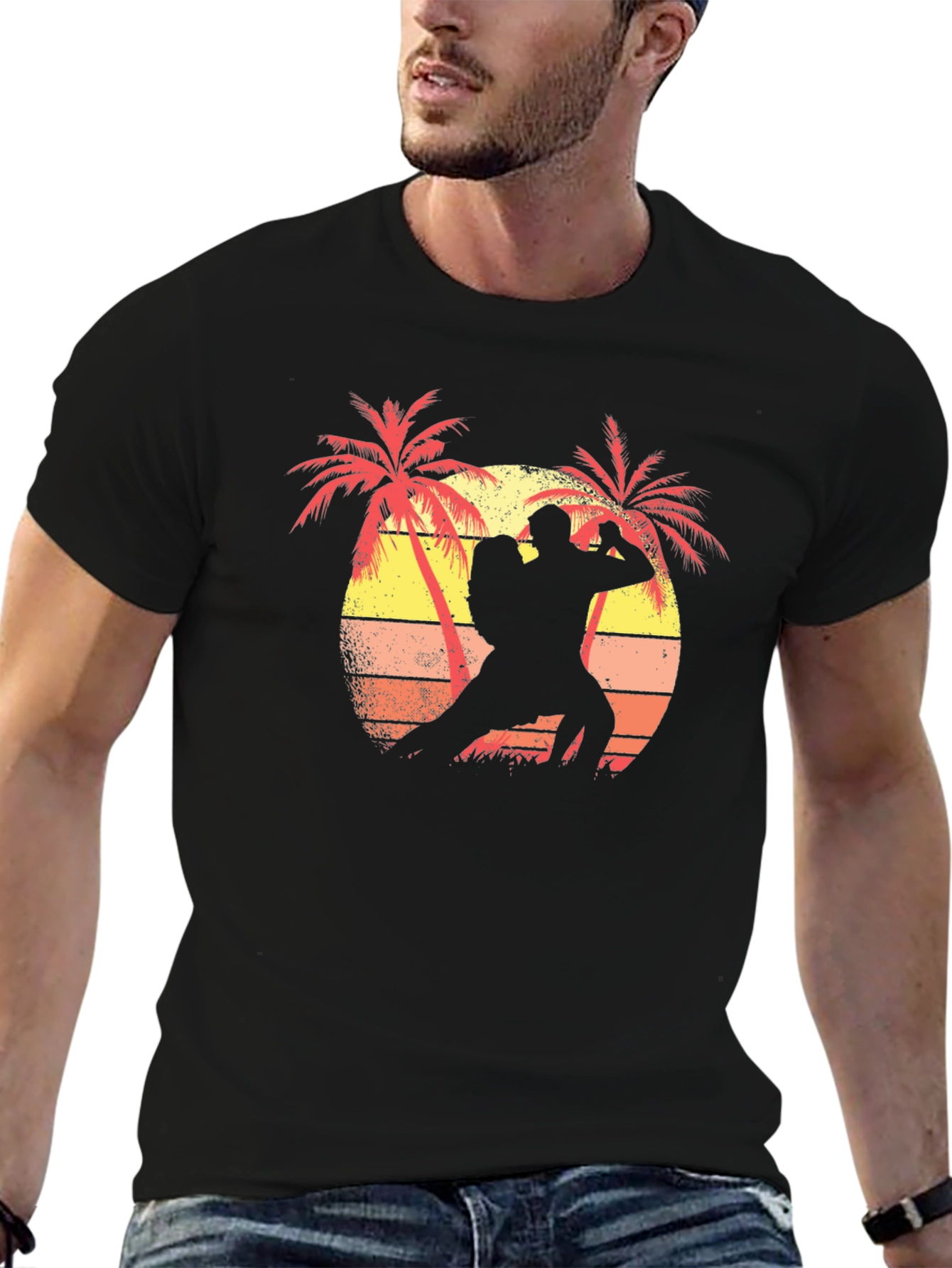 Retro Sunset Dancer Graphic T-Shirt