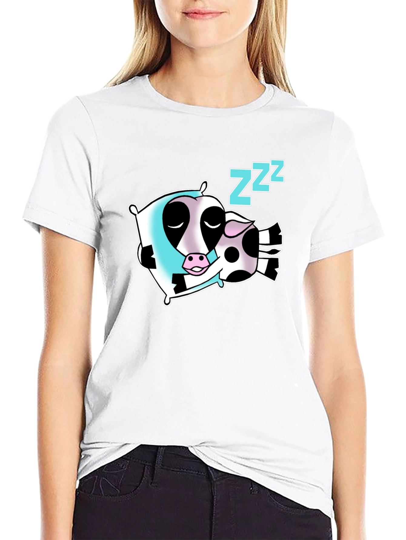 Sleeping Cow Graphic Tee - Soft Cotton Black T-Shirt