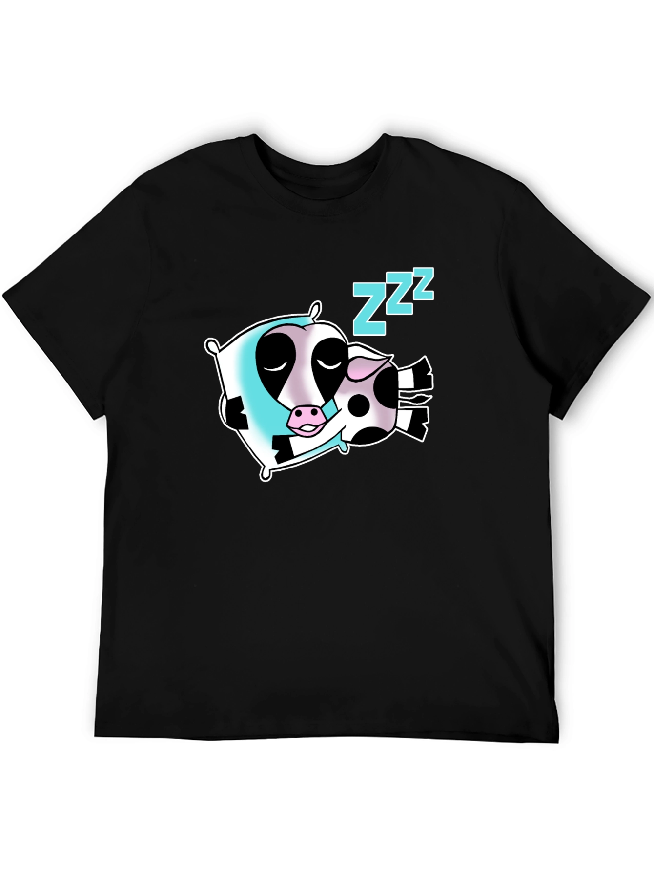 Sleeping Cow Graphic Tee - Soft Cotton Black T-Shirt