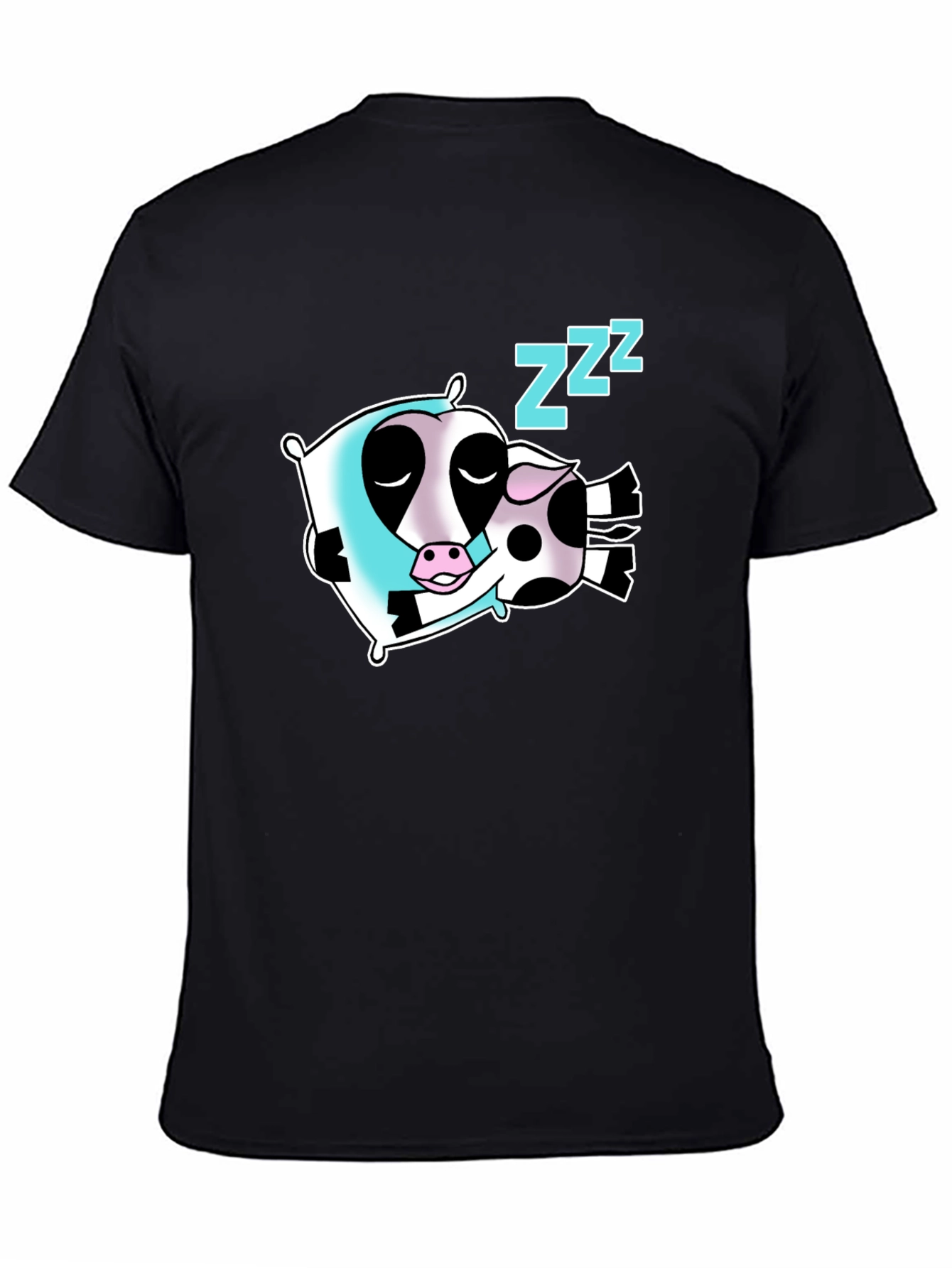 Sleeping Cow Graphic Tee - Soft Cotton Black T-Shirt