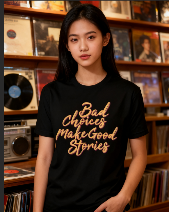 Bad Choices Make Good Stories Typography Tee
