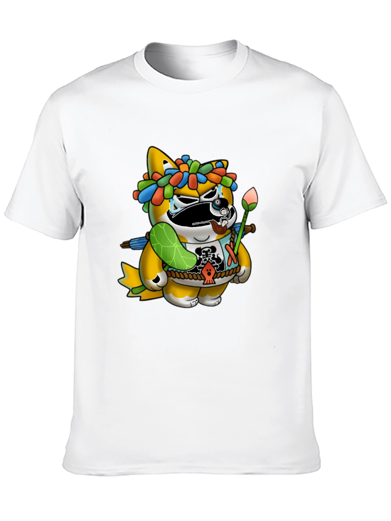 Unique Graphic Tee - Cartoon Tanuki Design