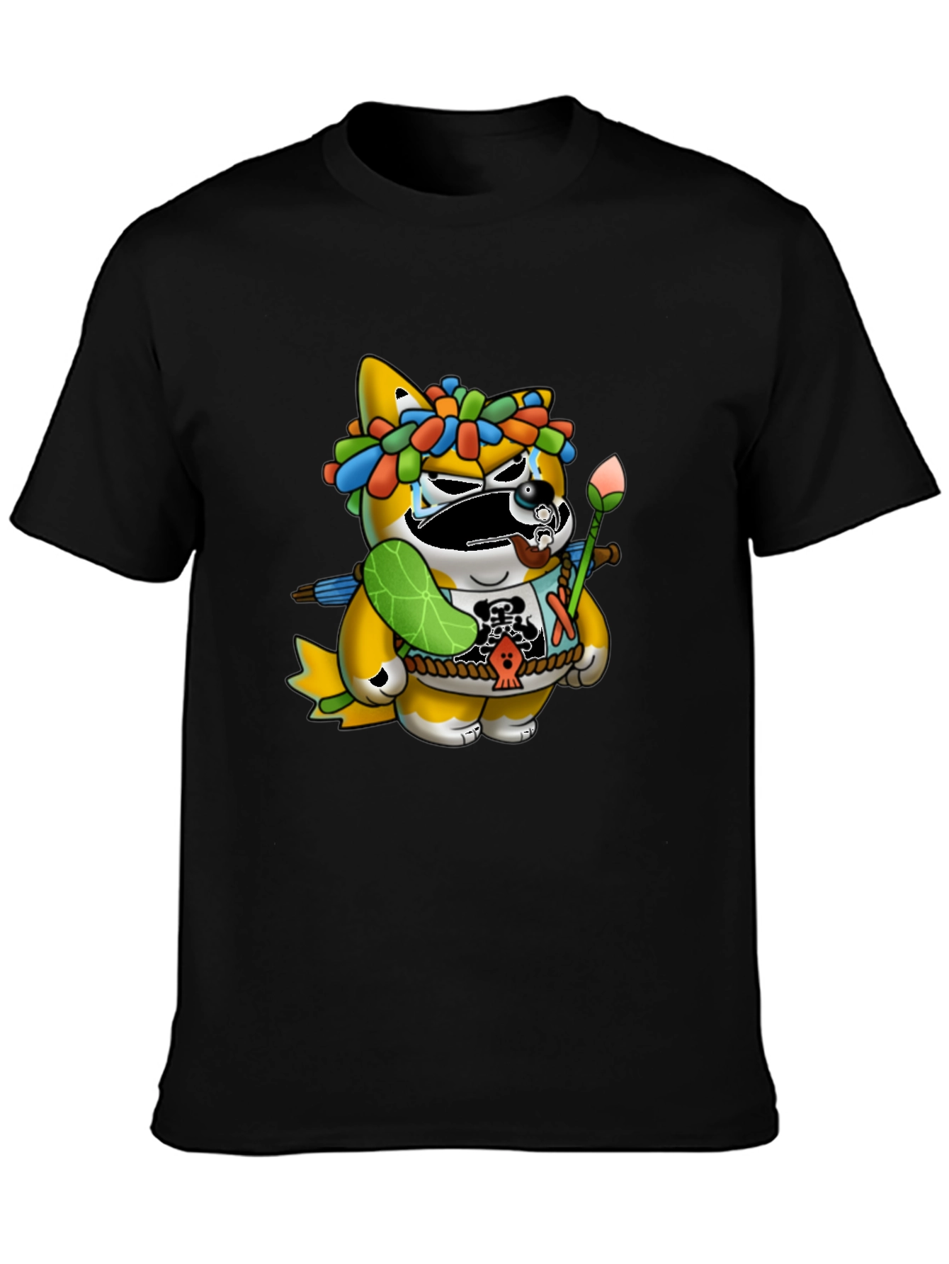 Unique Graphic Tee - Cartoon Tanuki Design