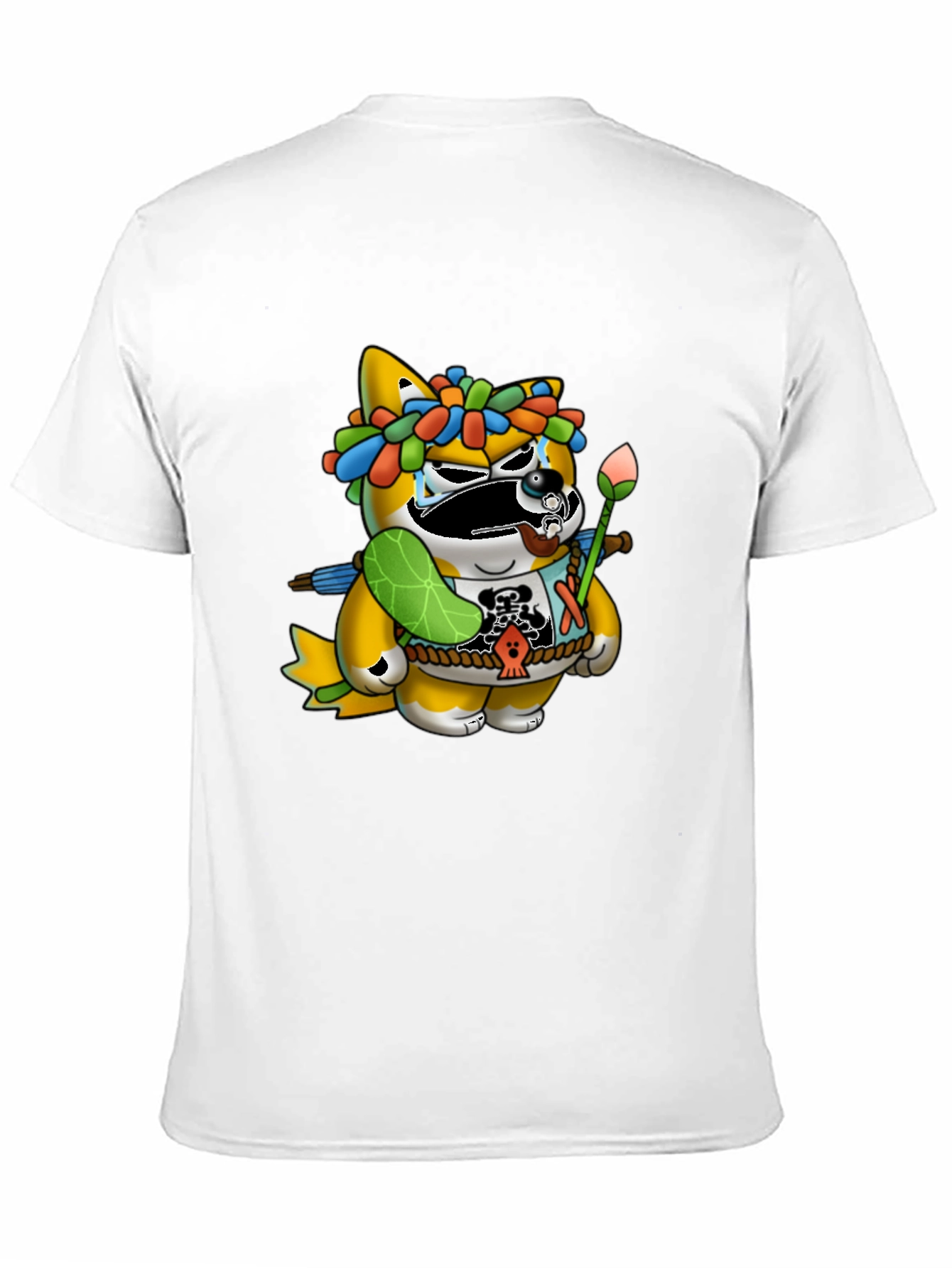 Unique Graphic Tee - Cartoon Tanuki Design
