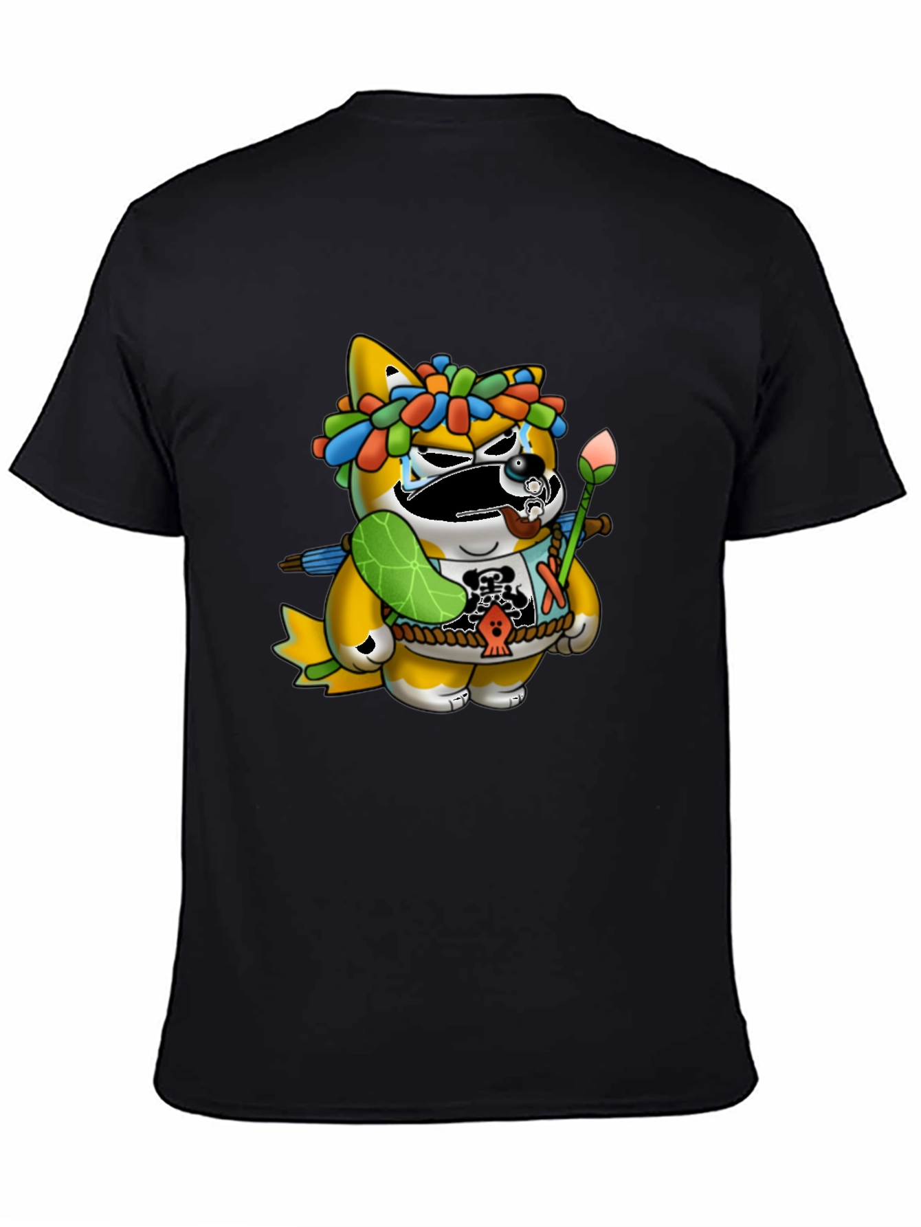 Unique Graphic Tee - Cartoon Tanuki Design