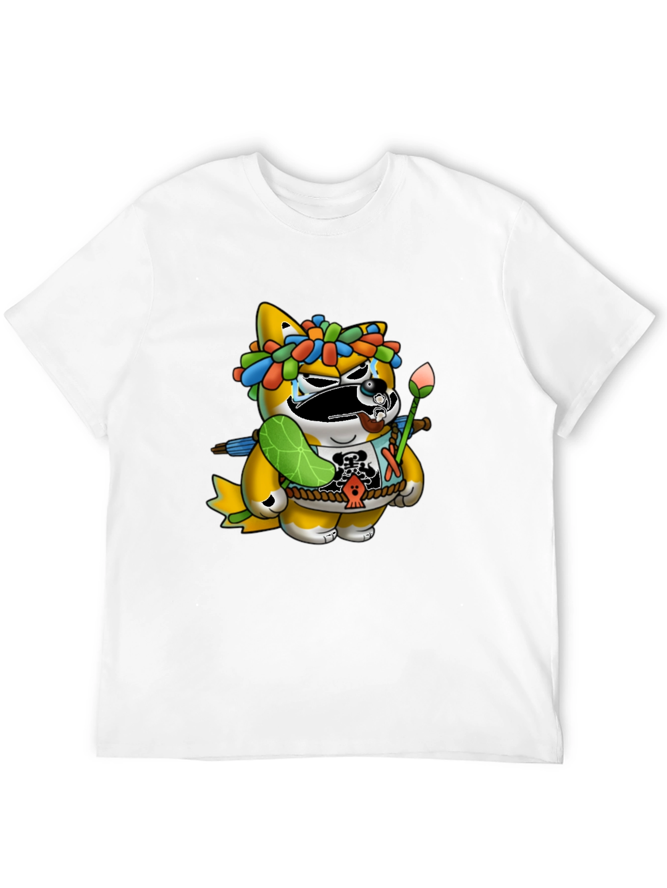 Unique Graphic Tee - Cartoon Tanuki Design