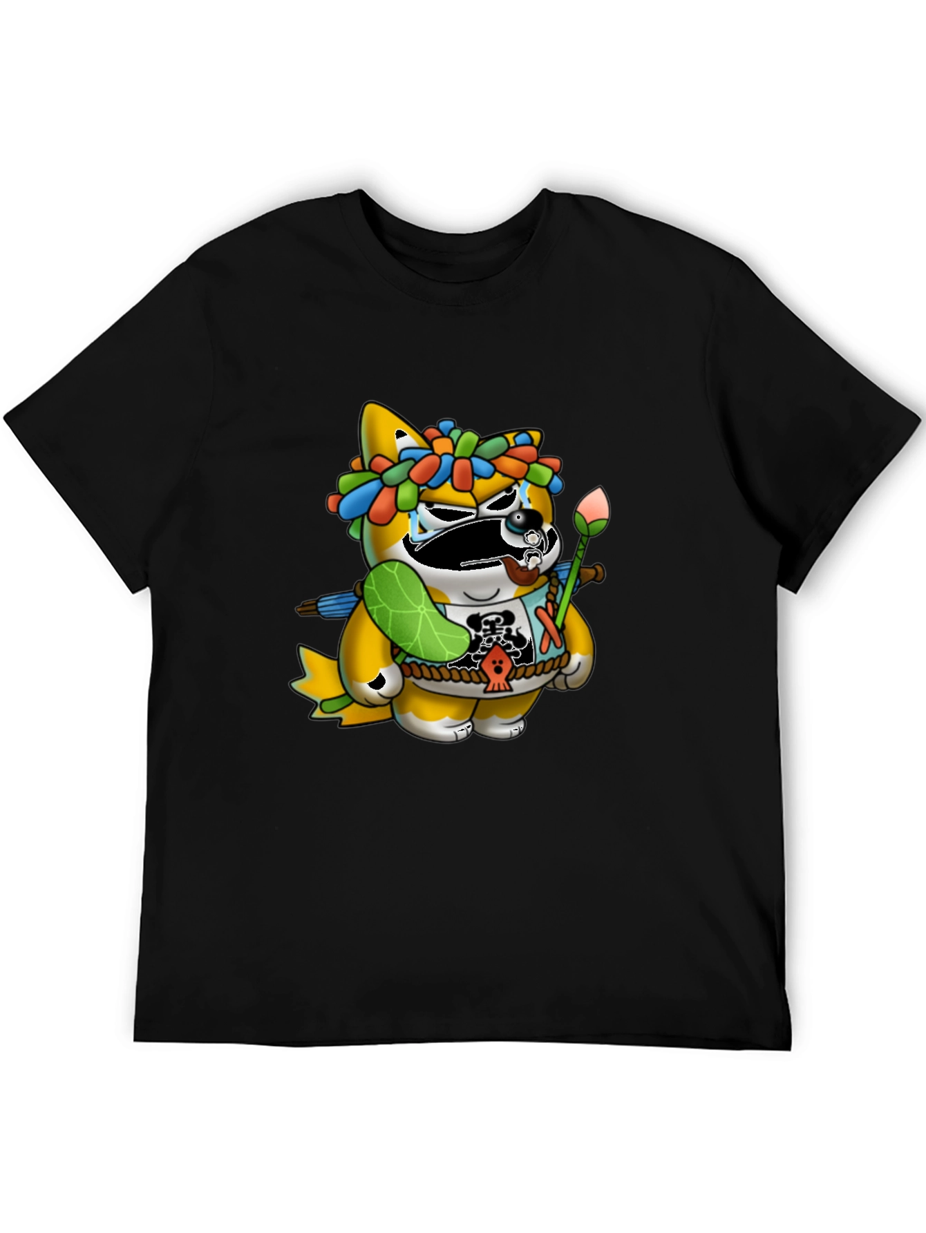 Unique Graphic Tee - Cartoon Tanuki Design
