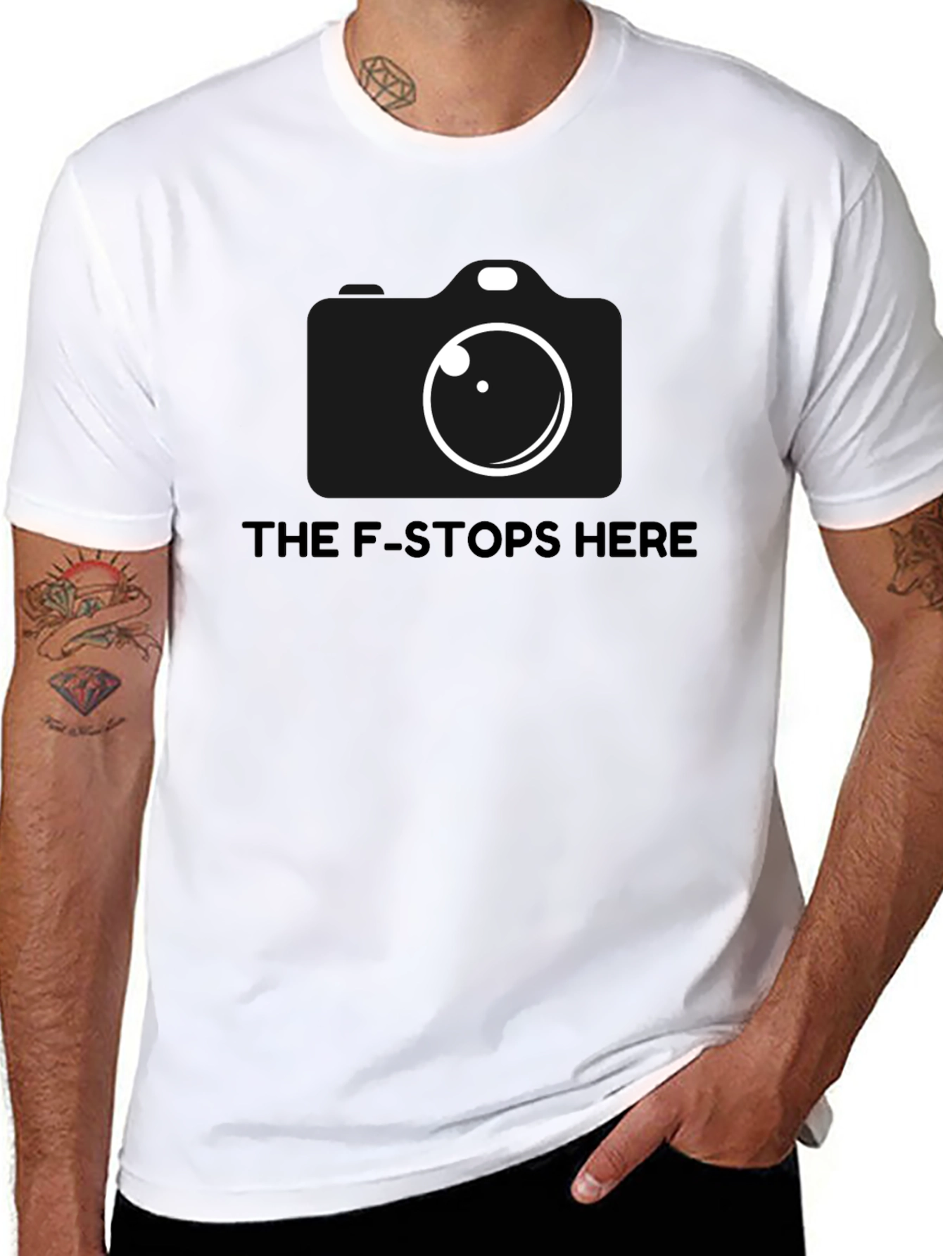 The F-Stops Here Camera Graphic Tee