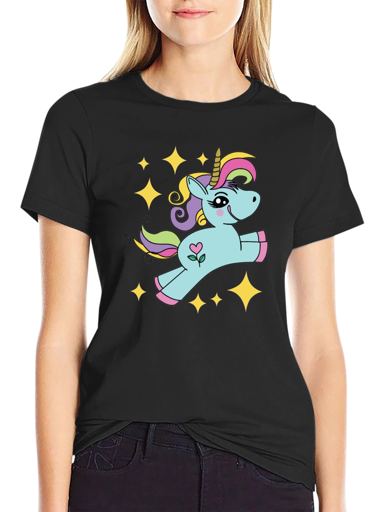 Cute Unicorn Stars Graphic T-Shirt