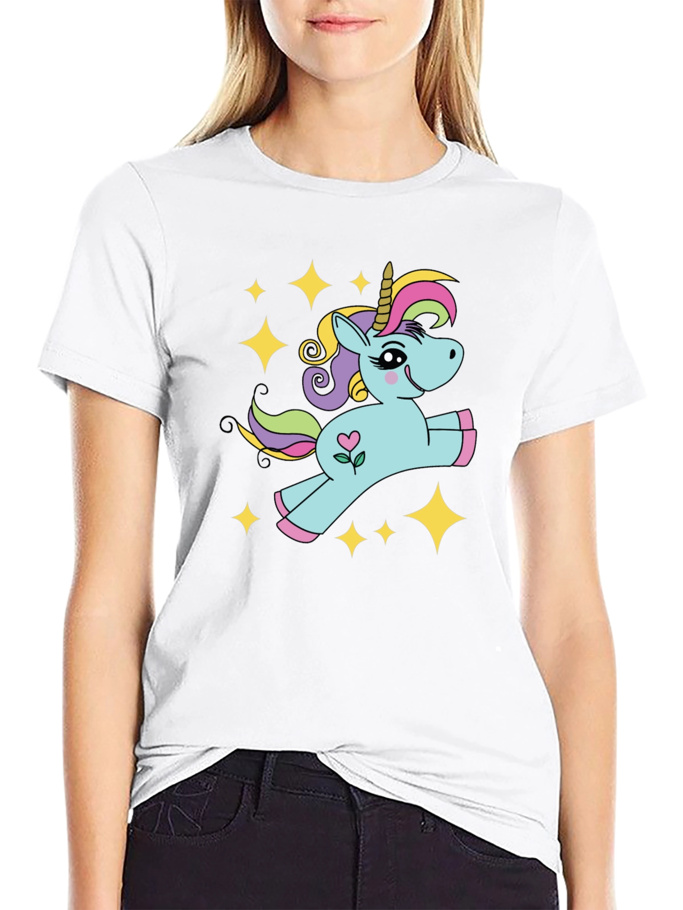 Cute Unicorn Stars Graphic T-Shirt