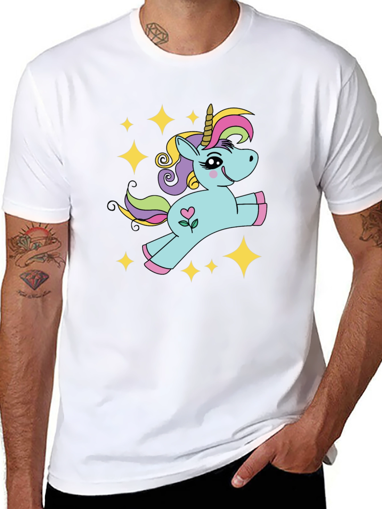 Cute Unicorn Stars Graphic T-Shirt