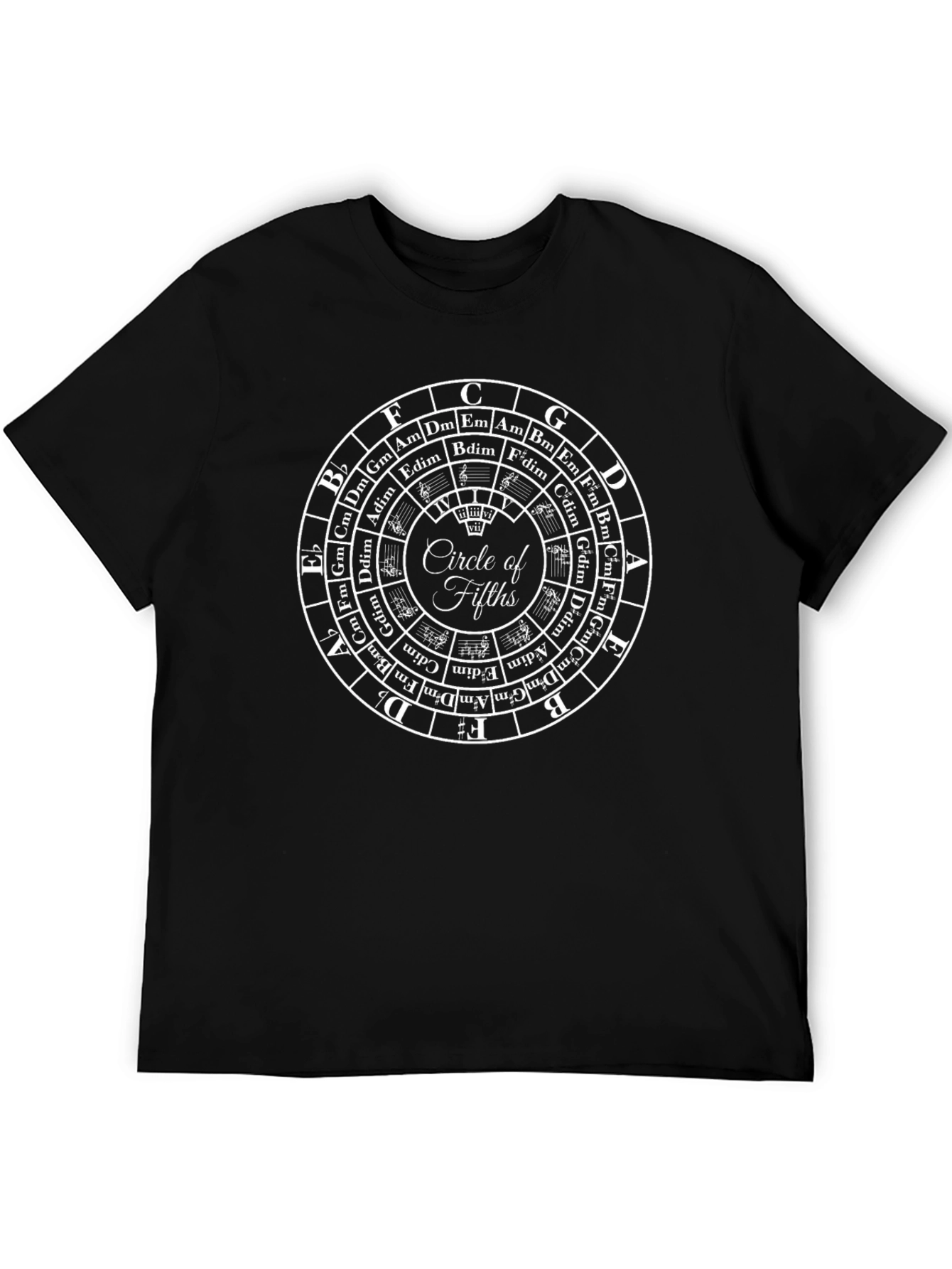 Circle of Fifths Black T-Shirt