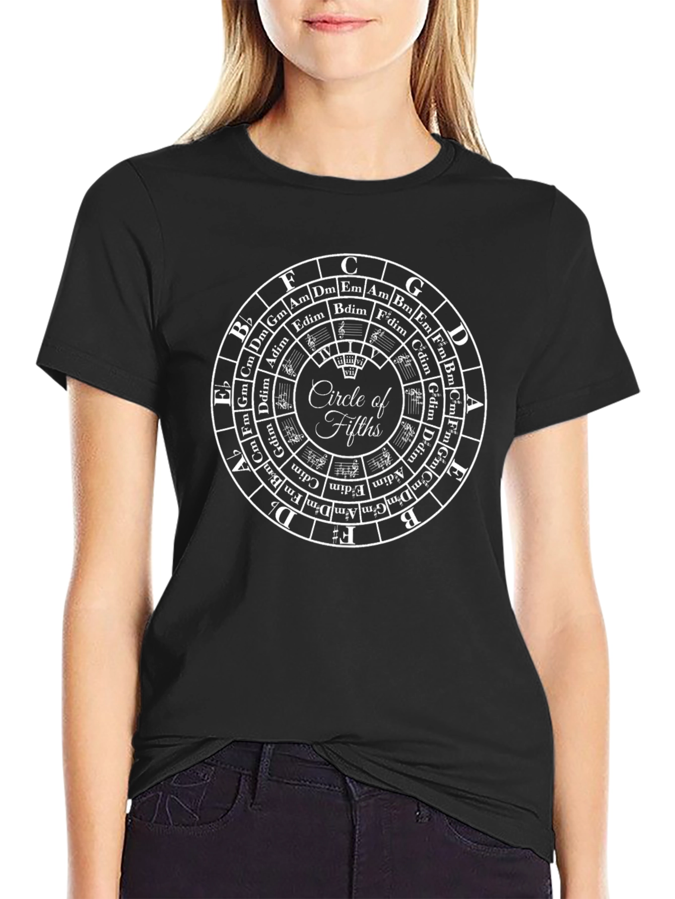 Circle of Fifths Black T-Shirt