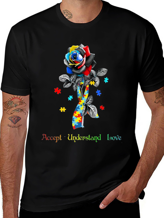 Autism Awareness Rose Puzzle T-Shirt