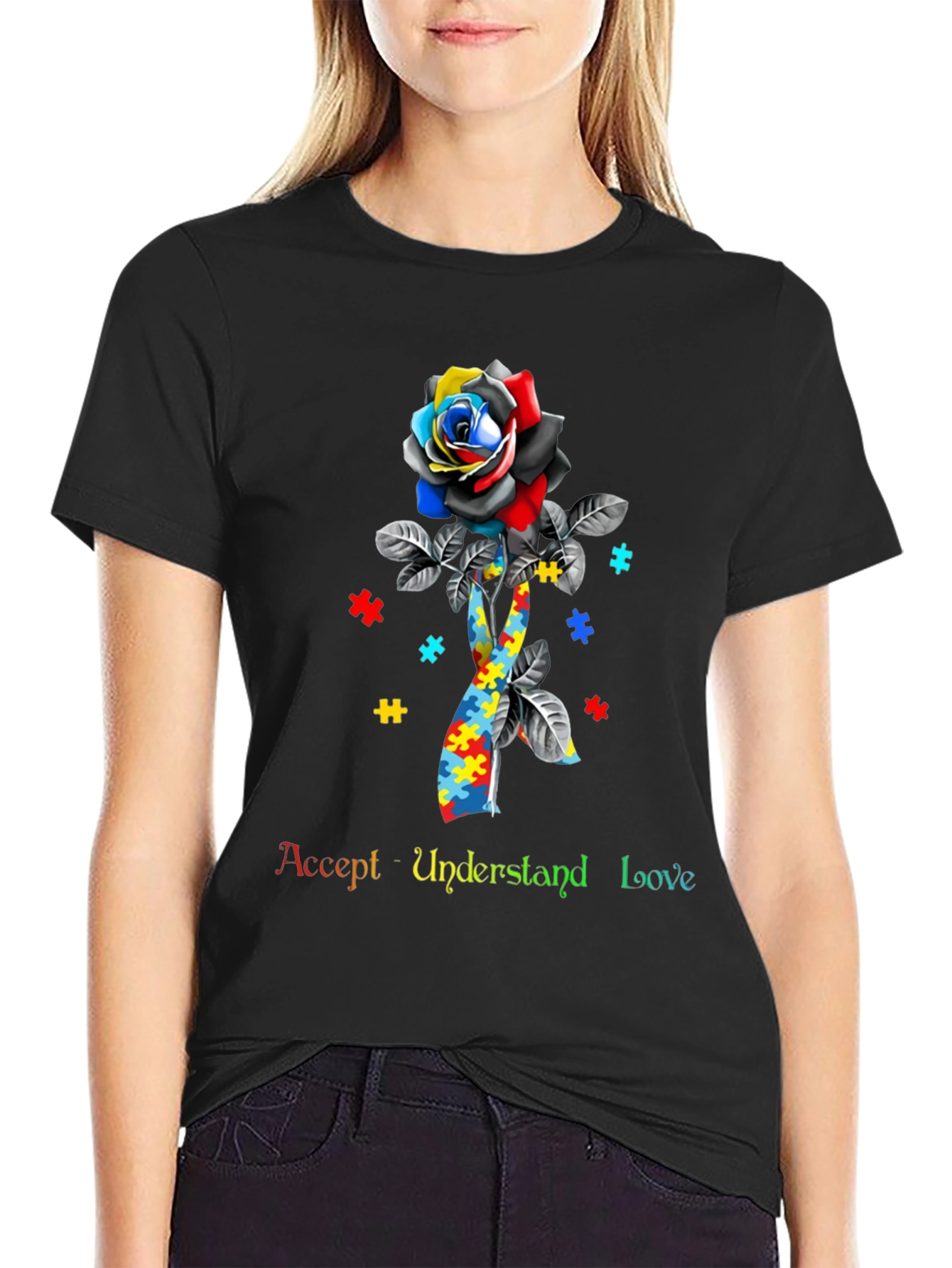 Autism Awareness Rose Puzzle T-Shirt