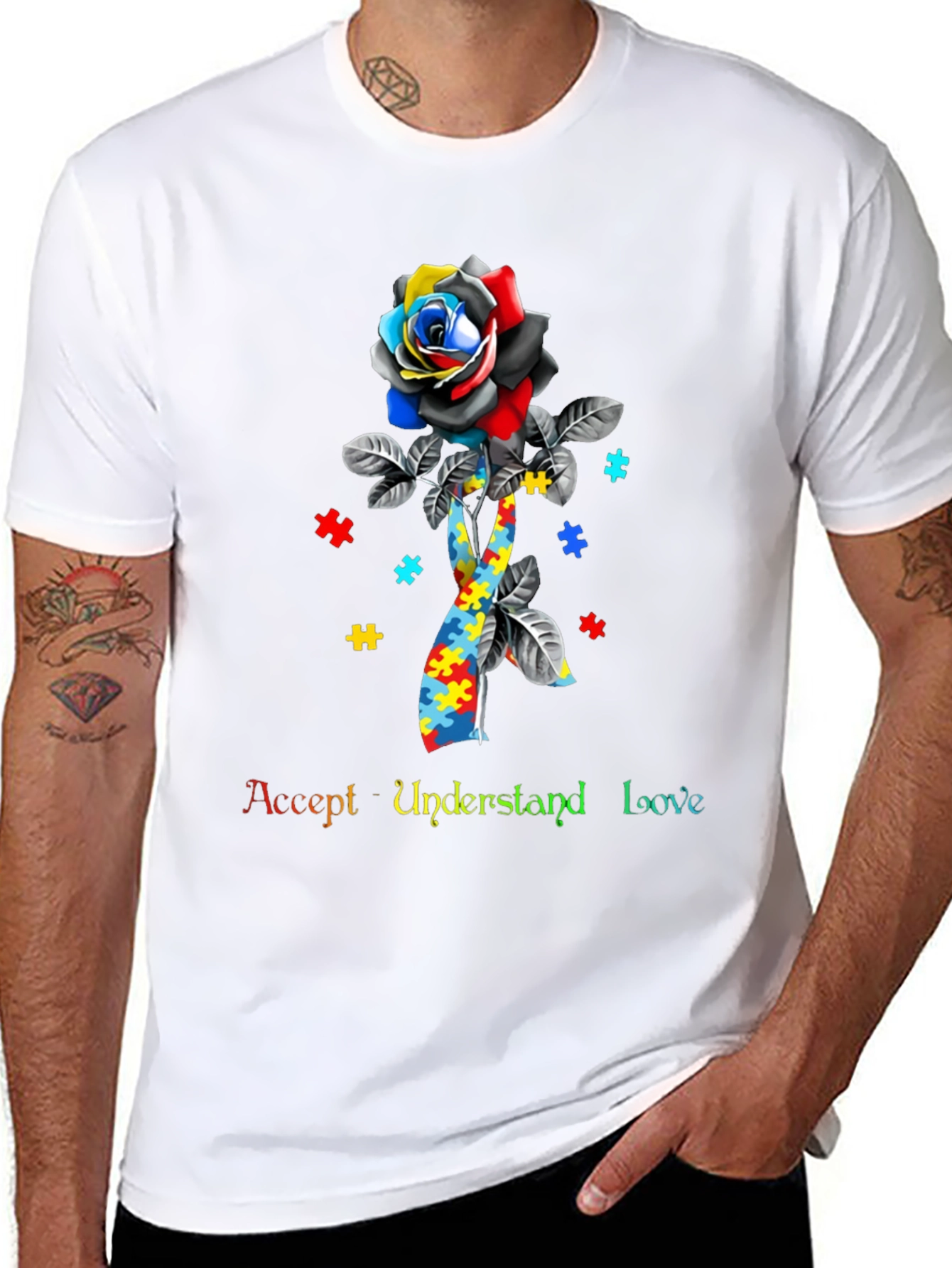 Autism Awareness Rose Puzzle T-Shirt
